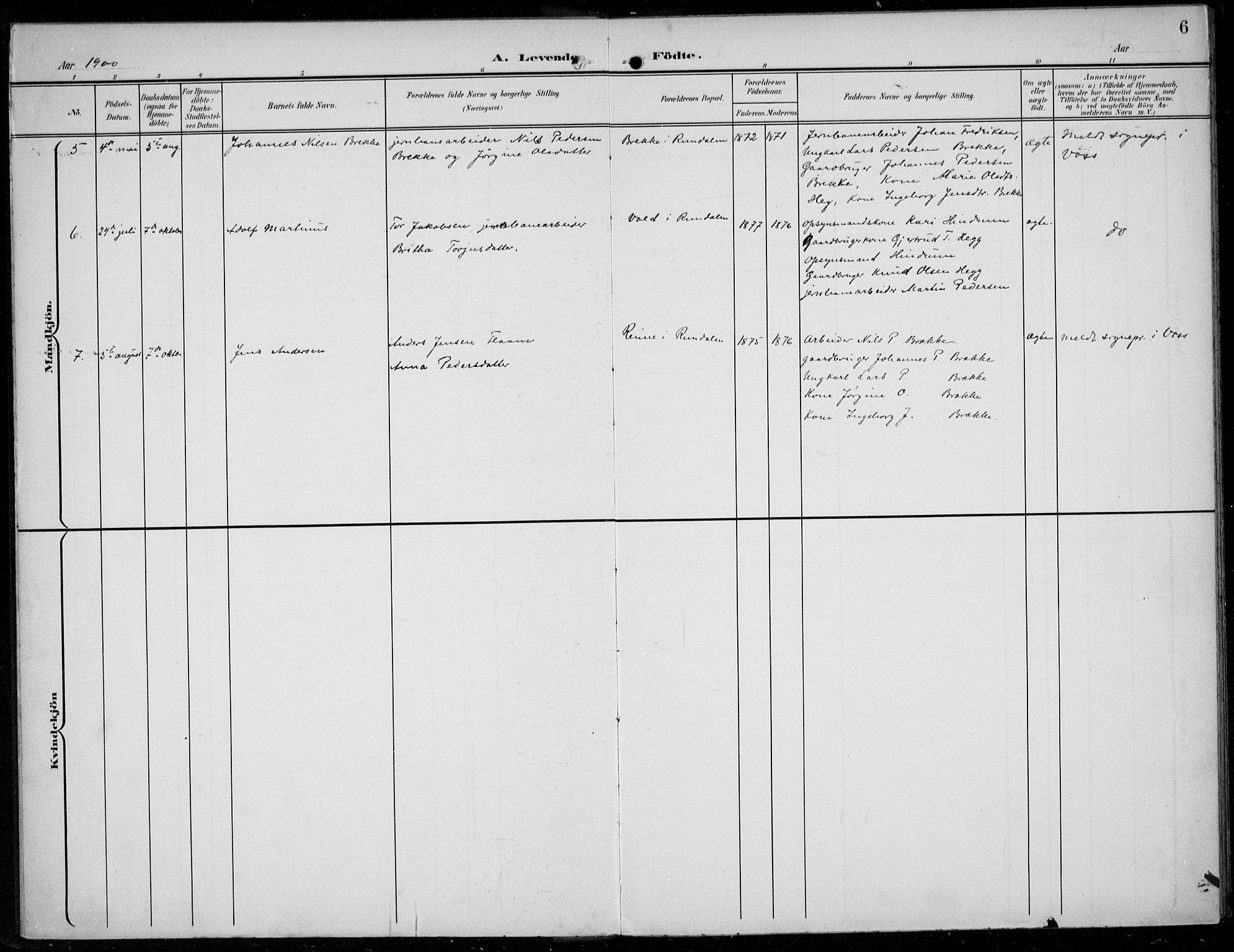 Parish register (official) no. A  1, 1900-1939, p. 6