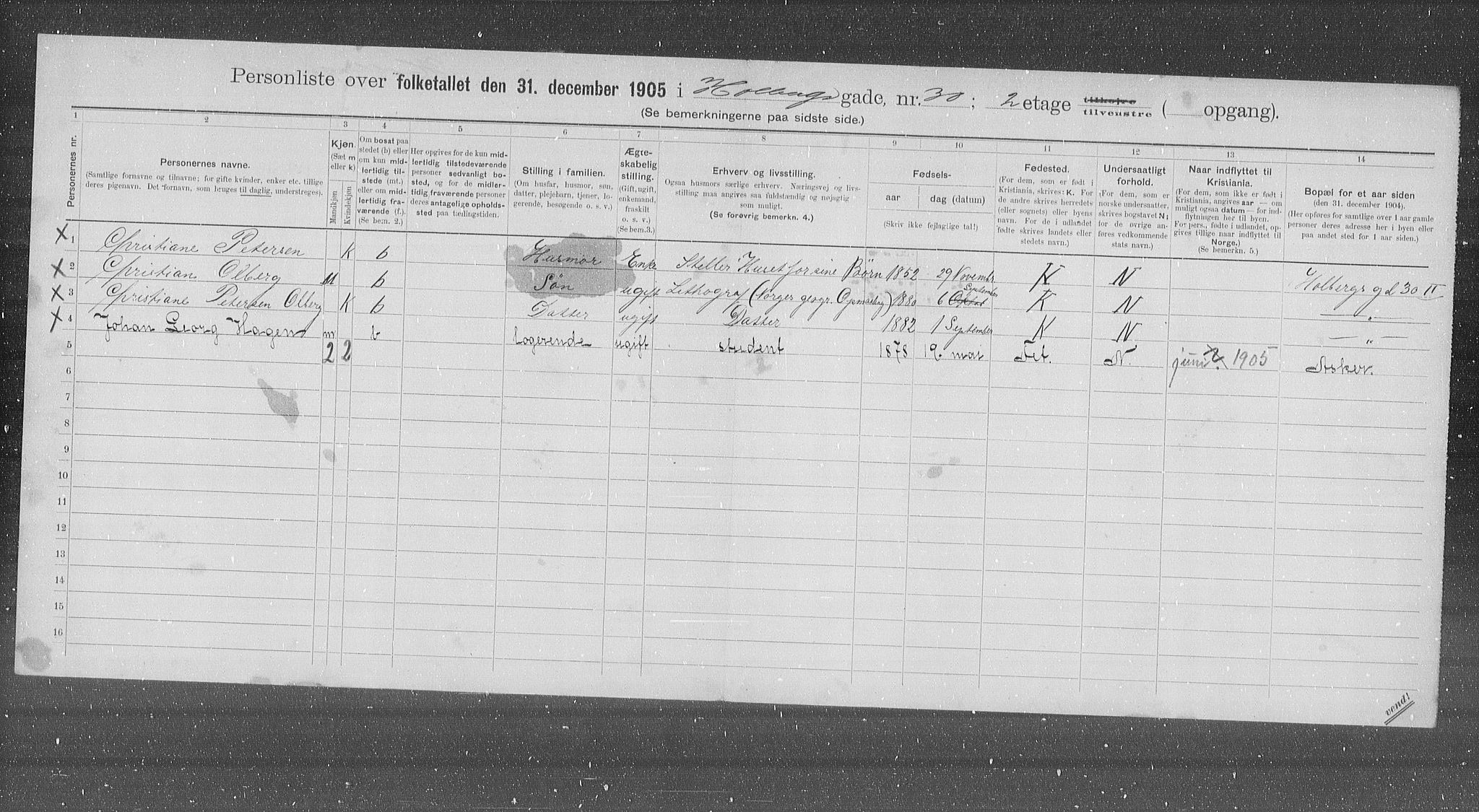 OBA, Municipal Census 1905 for Kristiania, 1905, p. 21058