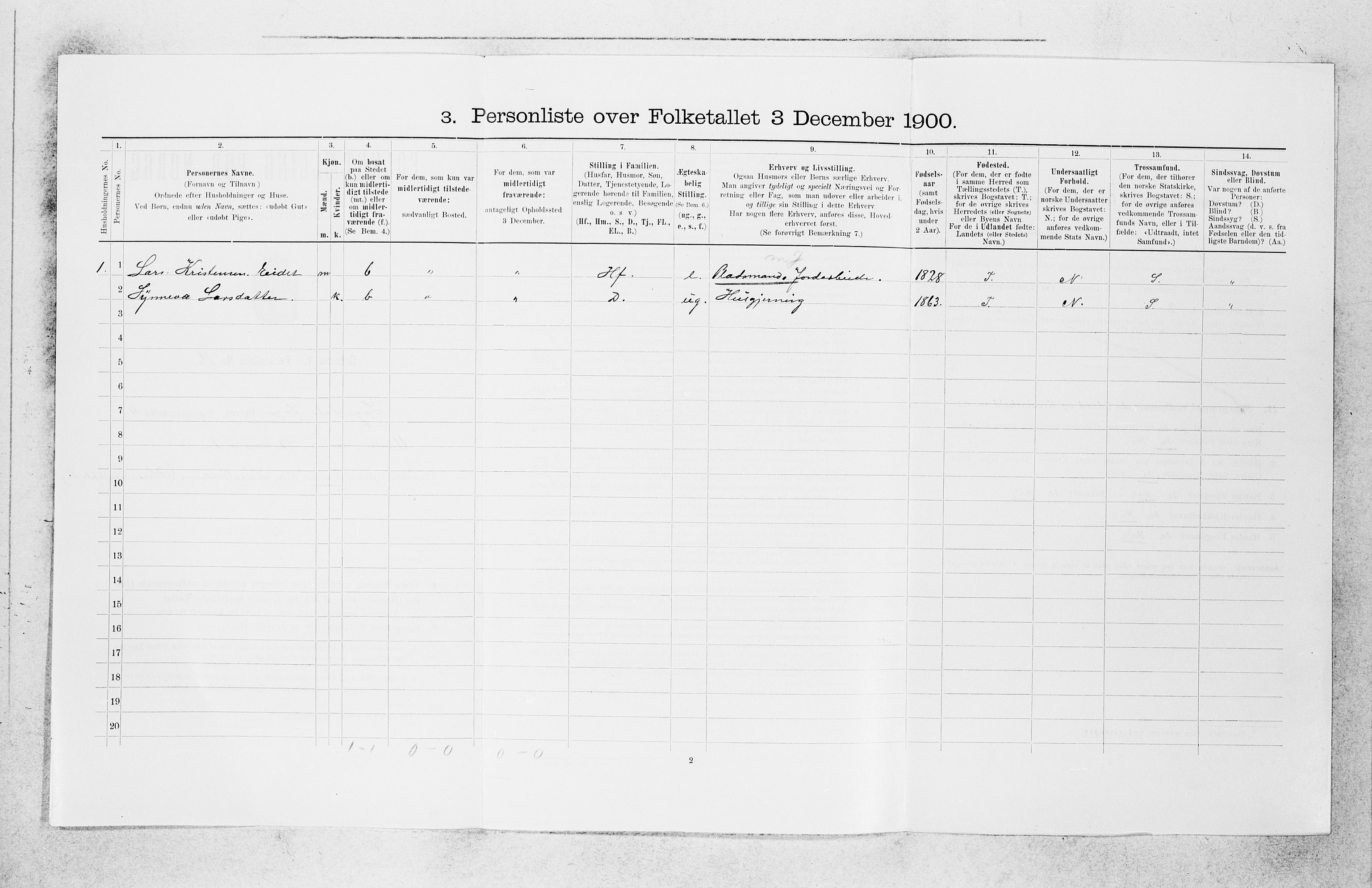 SAB, 1900 census for Sogndal, 1900, p. 819