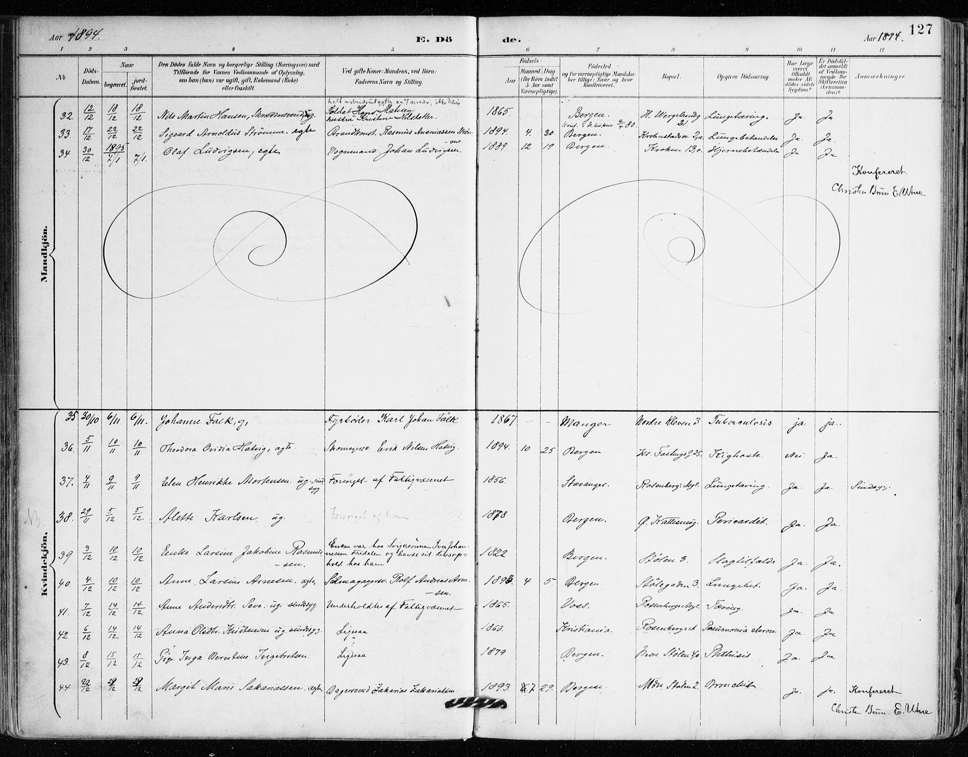 Mariakirken Sokneprestembete, AV/SAB-A-76901/H/Haa/L0008: Parish register (official) no. A 8, 1893-1942, p. 127