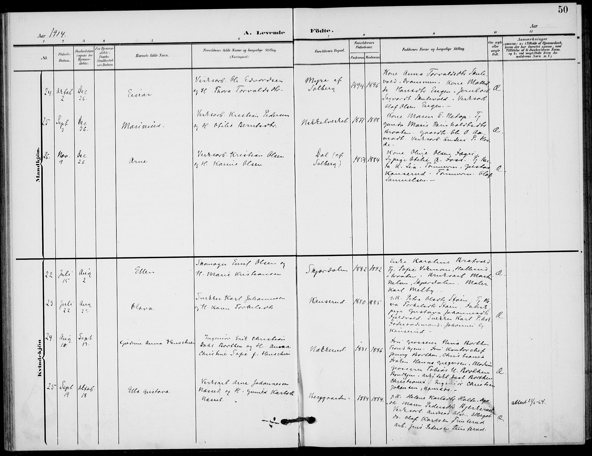 Hole kirkebøker, AV/SAKO-A-228/F/Fb/L0003: Parish register (official) no. II 3, 1906-1916, p. 50