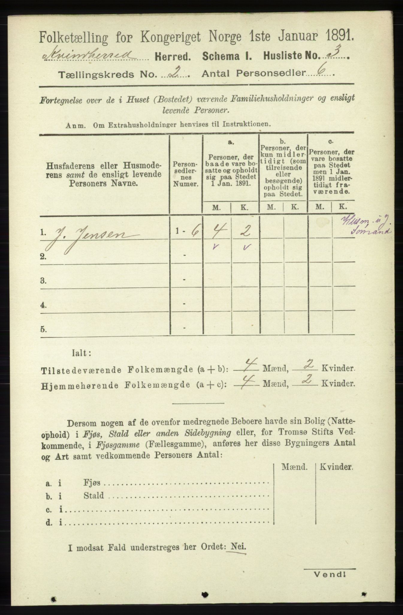 RA, 1891 census for 1224 Kvinnherad, 1891, p. 595