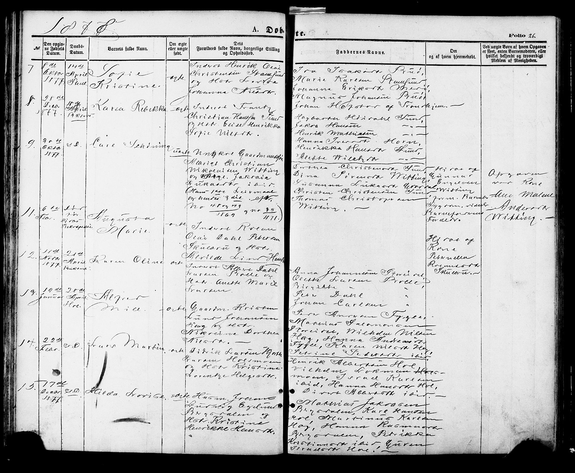 Ministerialprotokoller, klokkerbøker og fødselsregistre - Nordland, AV/SAT-A-1459/881/L1166: Parish register (copy) no. 881C03, 1876-1885, p. 26