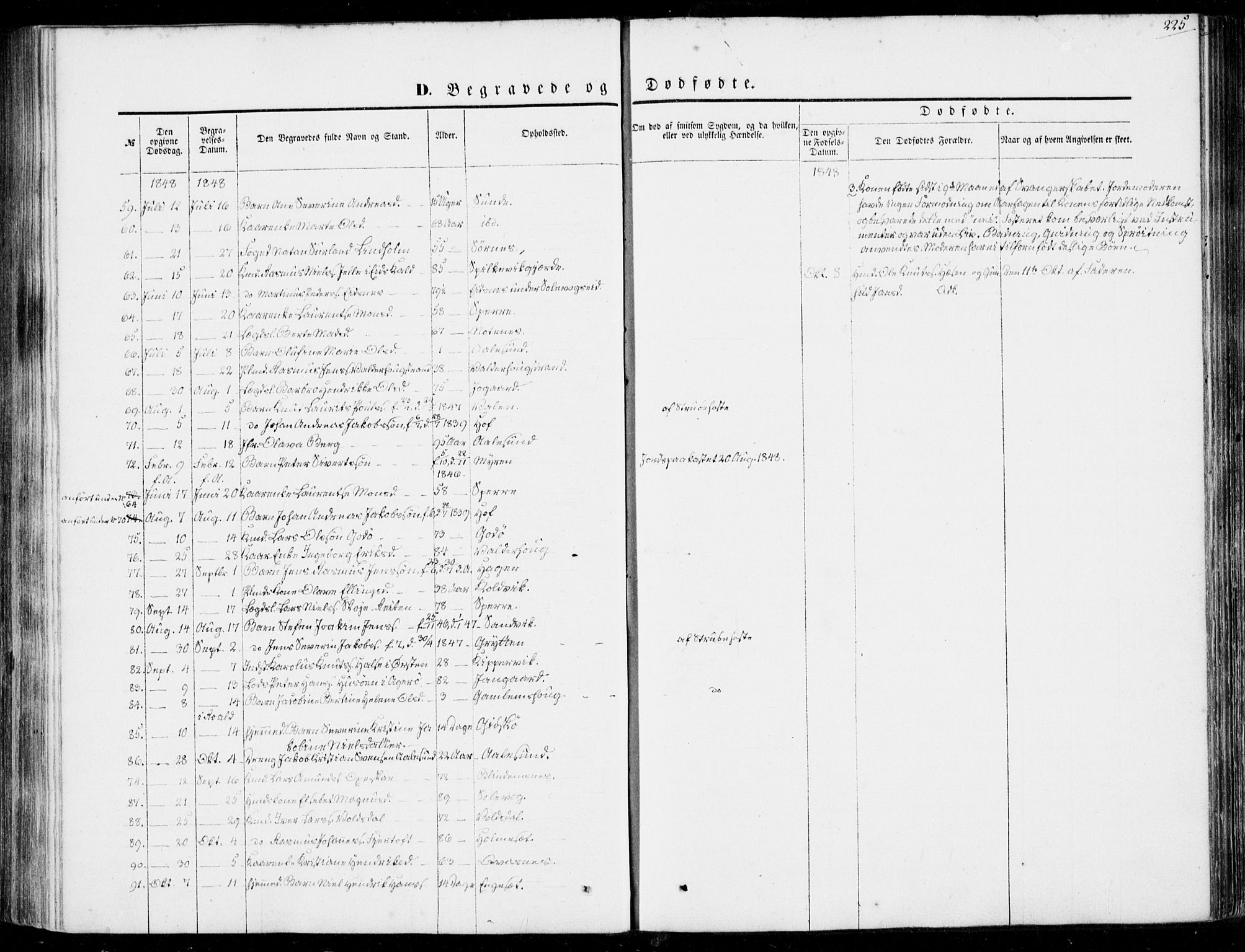 Ministerialprotokoller, klokkerbøker og fødselsregistre - Møre og Romsdal, AV/SAT-A-1454/528/L0397: Parish register (official) no. 528A08, 1848-1858, p. 225