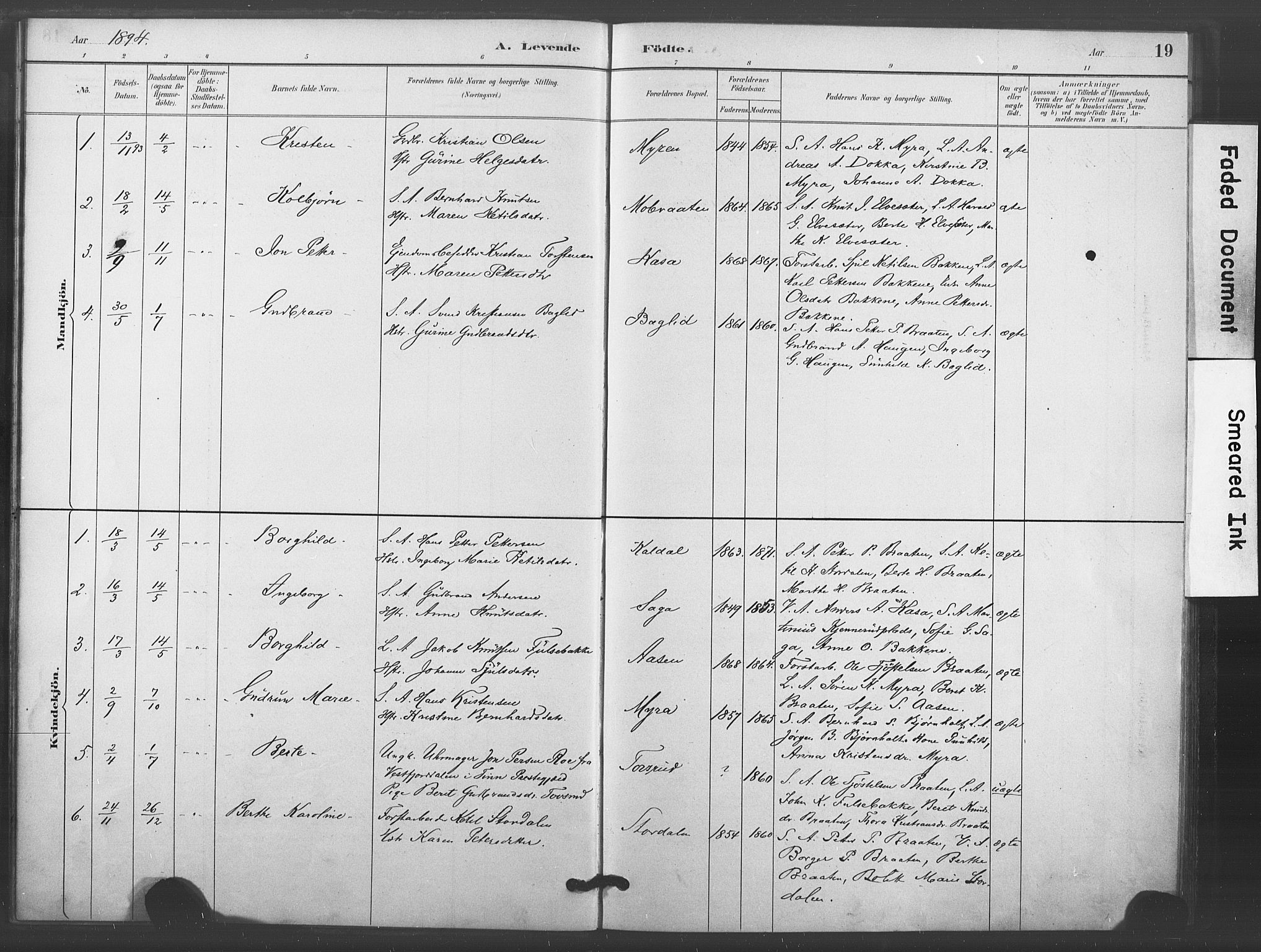 Kongsberg kirkebøker, SAKO/A-22/F/Fc/L0001: Parish register (official) no. III 1, 1883-1897, p. 19