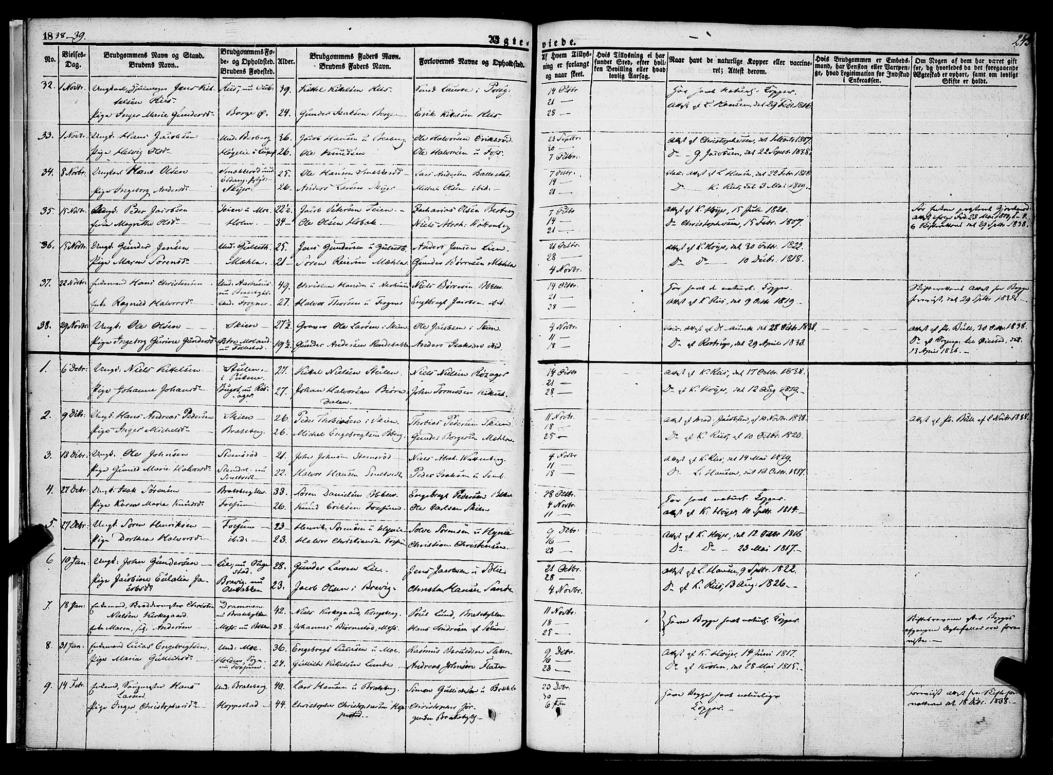 Gjerpen kirkebøker, SAKO/A-265/F/Fa/L0007b: Parish register (official) no. I 7B, 1834-1857, p. 243
