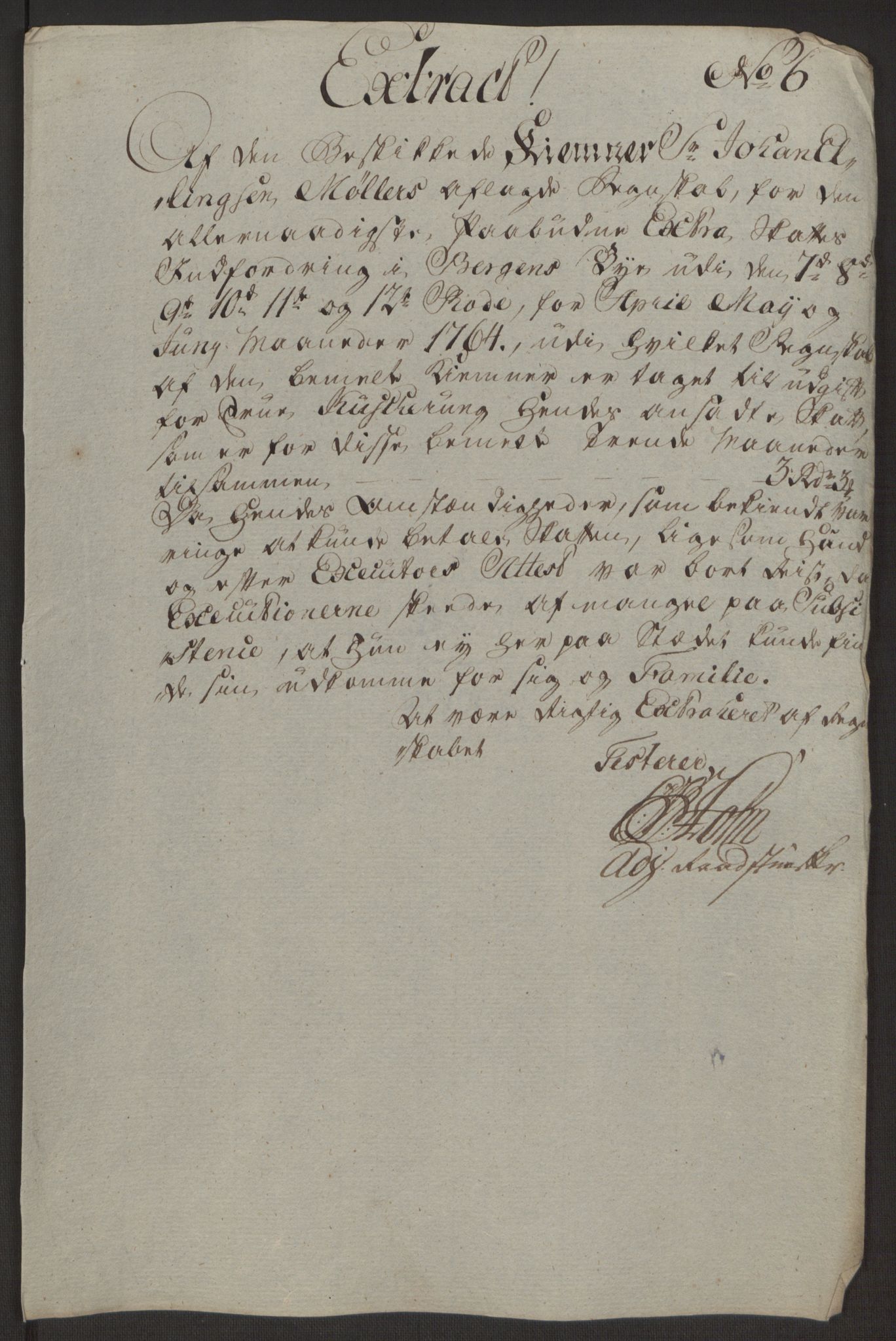 Rentekammeret inntil 1814, Reviderte regnskaper, Byregnskaper, AV/RA-EA-4066/R/Rp/L0367/0001: [P21] Kontribusjonsregnskap / Ekstraskatt, 1764, p. 292