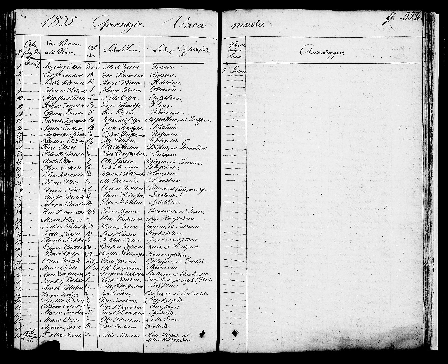 Ringsaker prestekontor, SAH/PREST-014/K/Ka/L0007: Parish register (official) no. 7B, 1826-1837, p. 556