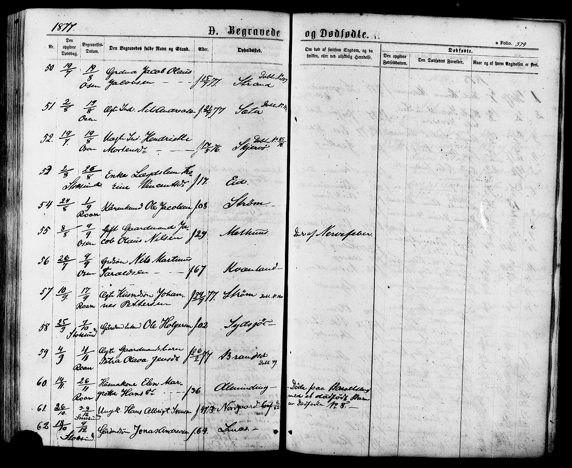 Ministerialprotokoller, klokkerbøker og fødselsregistre - Sør-Trøndelag, AV/SAT-A-1456/657/L0706: Parish register (official) no. 657A07, 1867-1878, p. 379