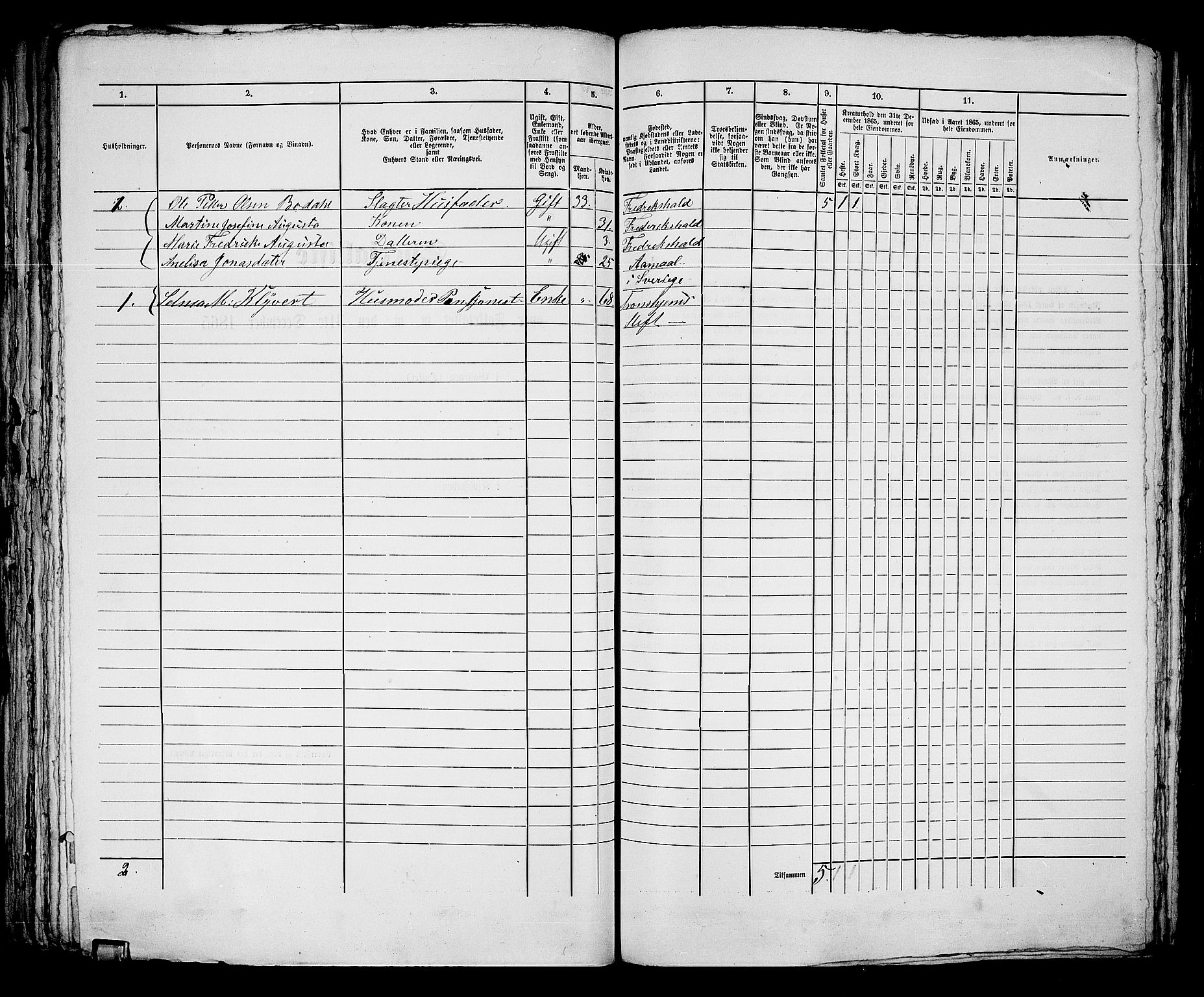 RA, 1865 census for Fredrikshald, 1865, p. 552