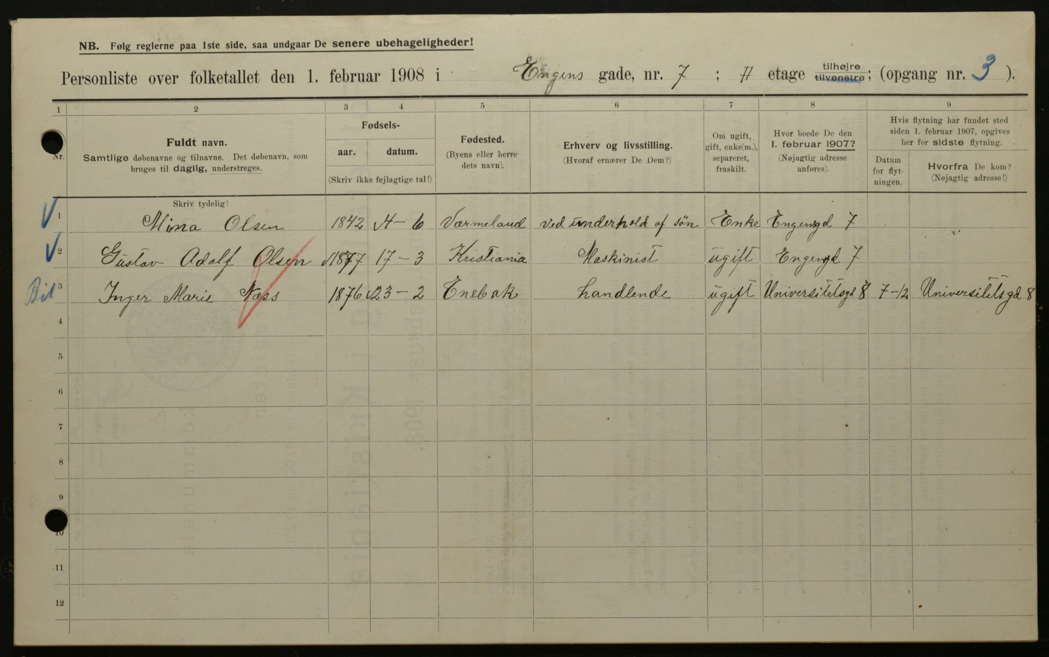 OBA, Municipal Census 1908 for Kristiania, 1908, p. 19807