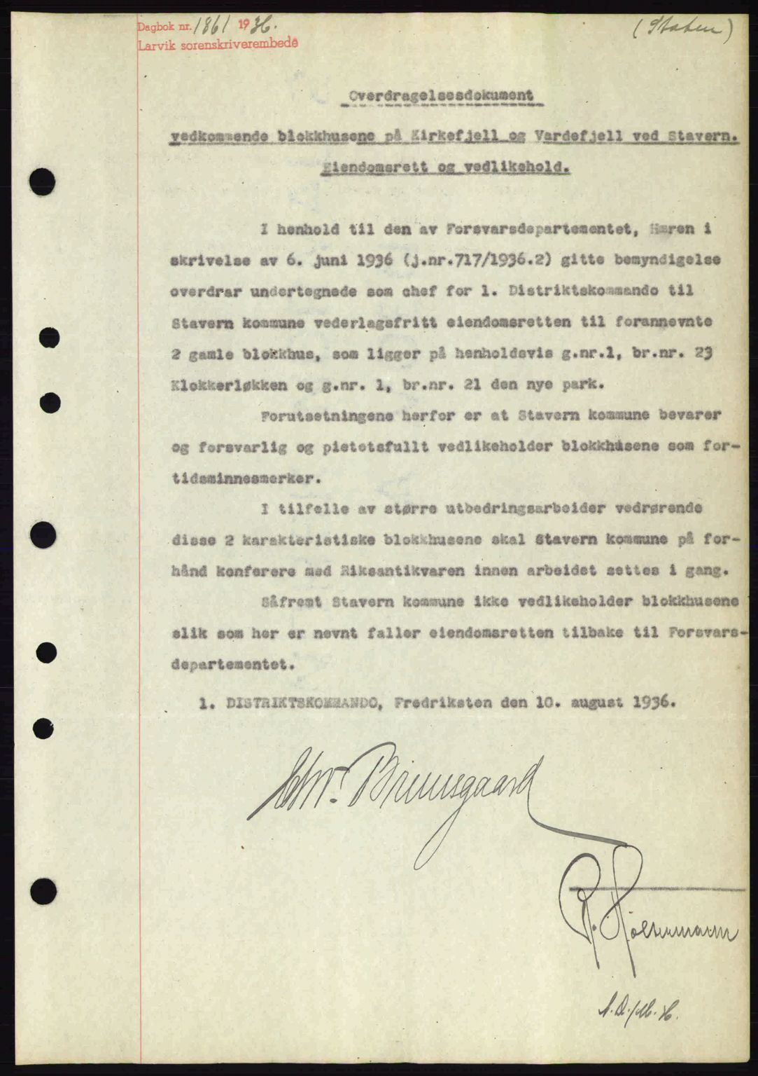 Larvik sorenskriveri, SAKO/A-83/G/Ga/Gab/L0067: Mortgage book no. A-1, 1936-1937, Diary no: : 1861/1936