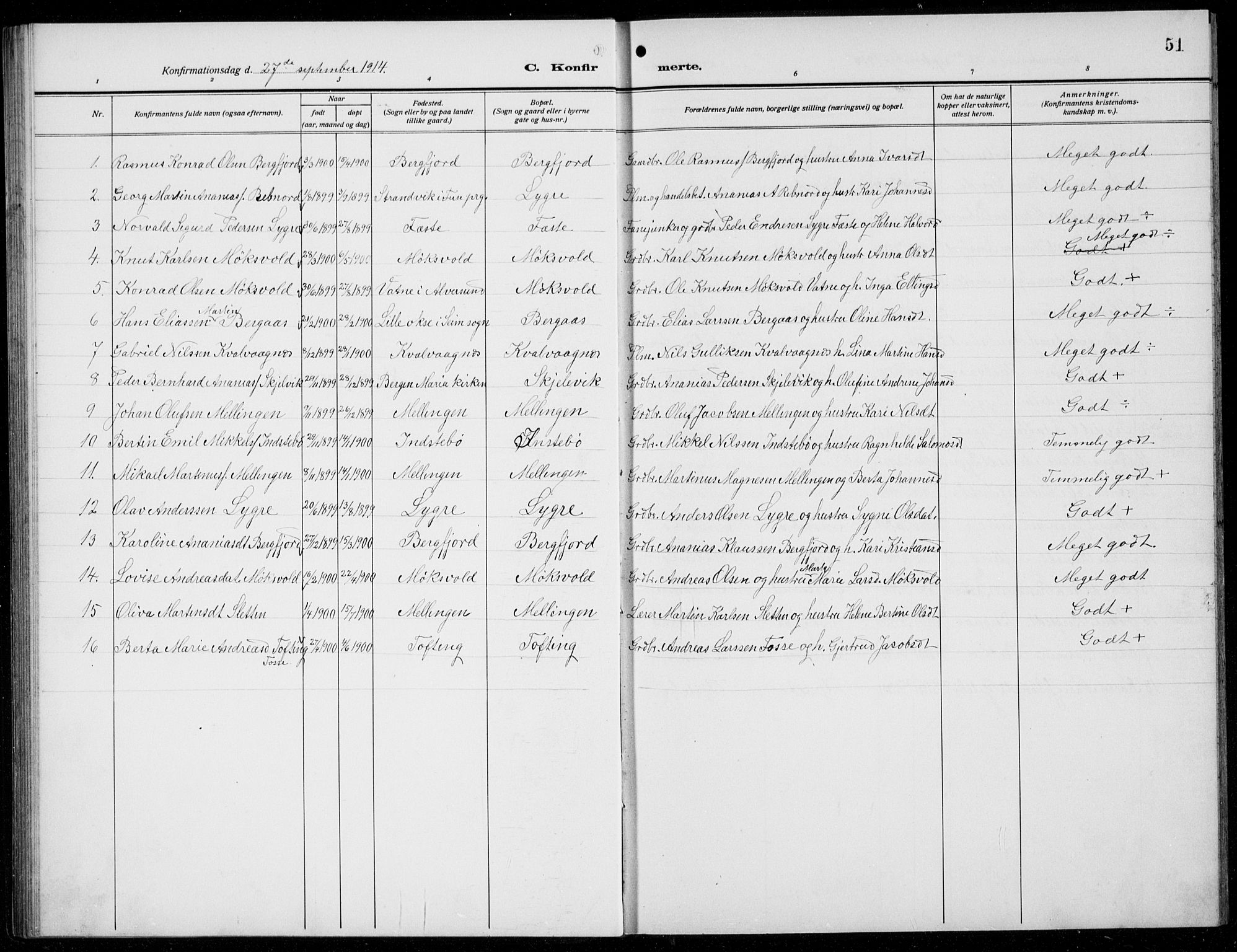 Alversund Sokneprestembete, SAB/A-73901/H/Ha/Hab: Parish register (copy) no. B 5, 1914-1932, p. 51