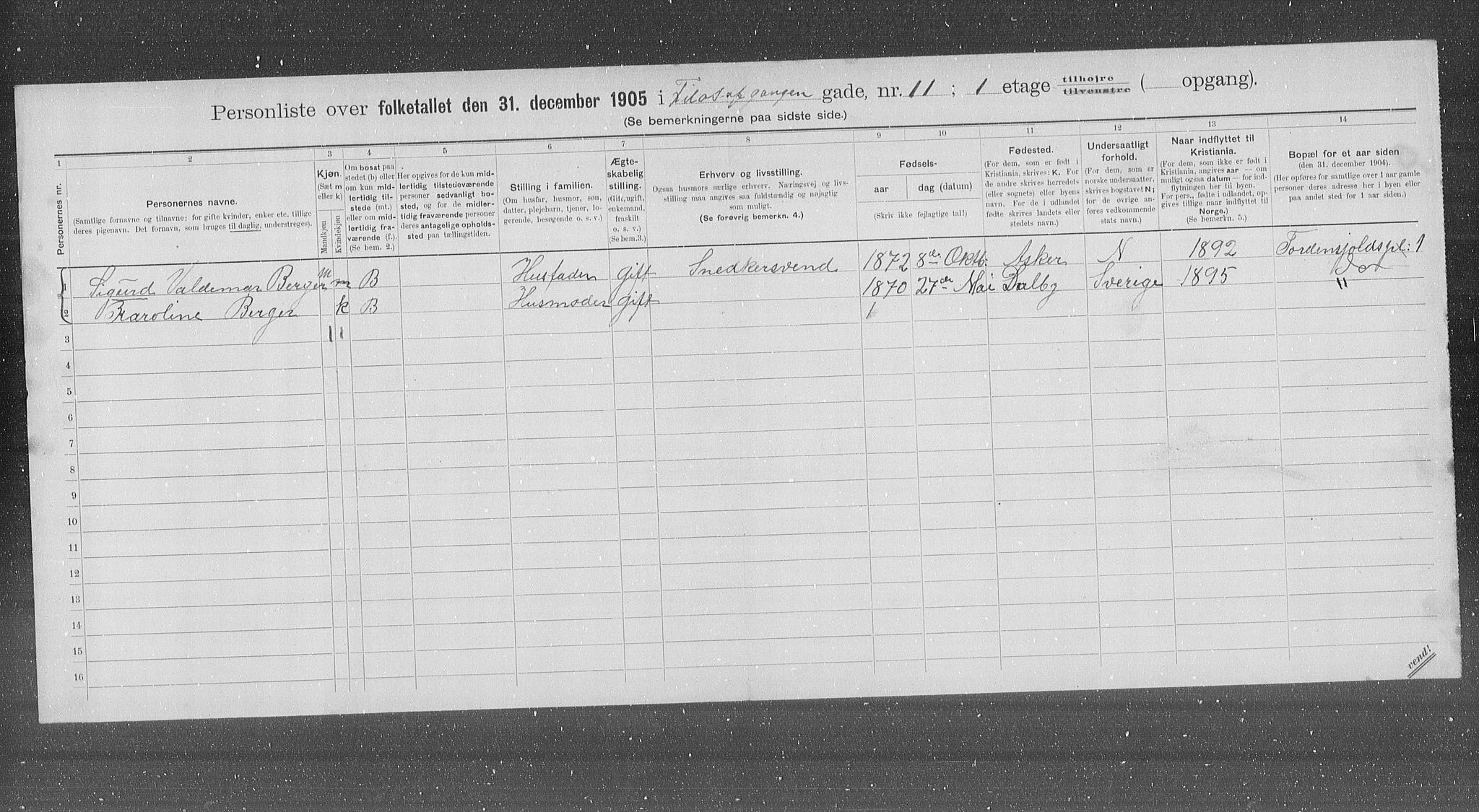 OBA, Municipal Census 1905 for Kristiania, 1905, p. 12527