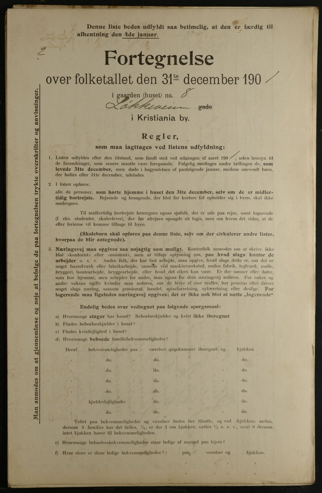 OBA, Municipal Census 1901 for Kristiania, 1901, p. 9098