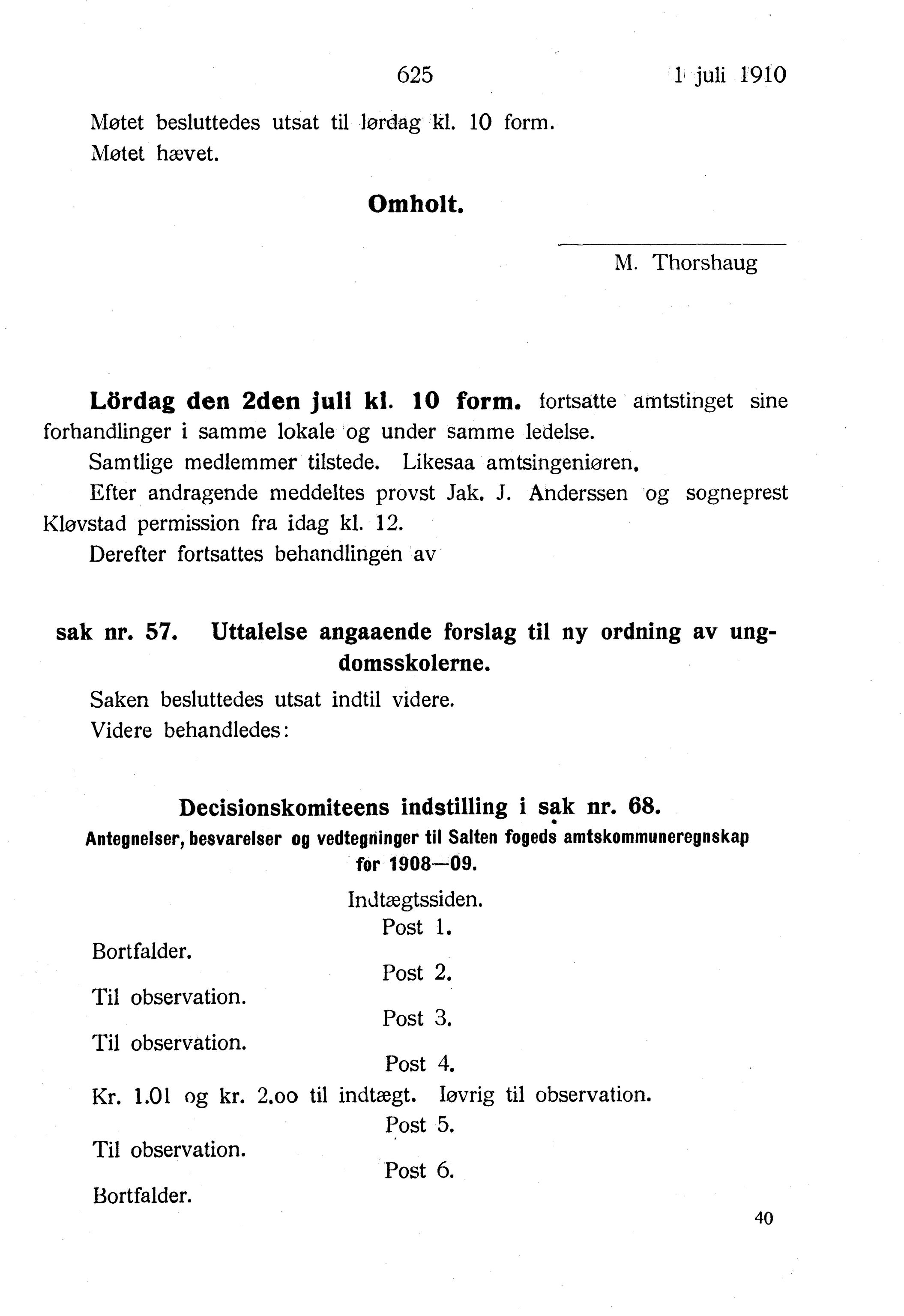 Nordland Fylkeskommune. Fylkestinget, AIN/NFK-17/176/A/Ac/L0033: Fylkestingsforhandlinger 1910, 1910, p. 625