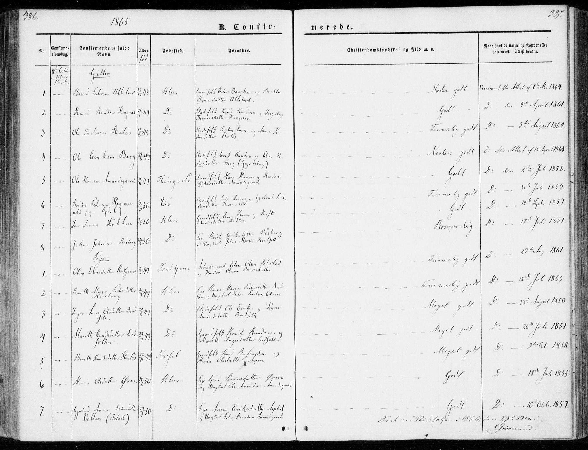 Ministerialprotokoller, klokkerbøker og fødselsregistre - Møre og Romsdal, AV/SAT-A-1454/557/L0680: Parish register (official) no. 557A02, 1843-1869, p. 386-387