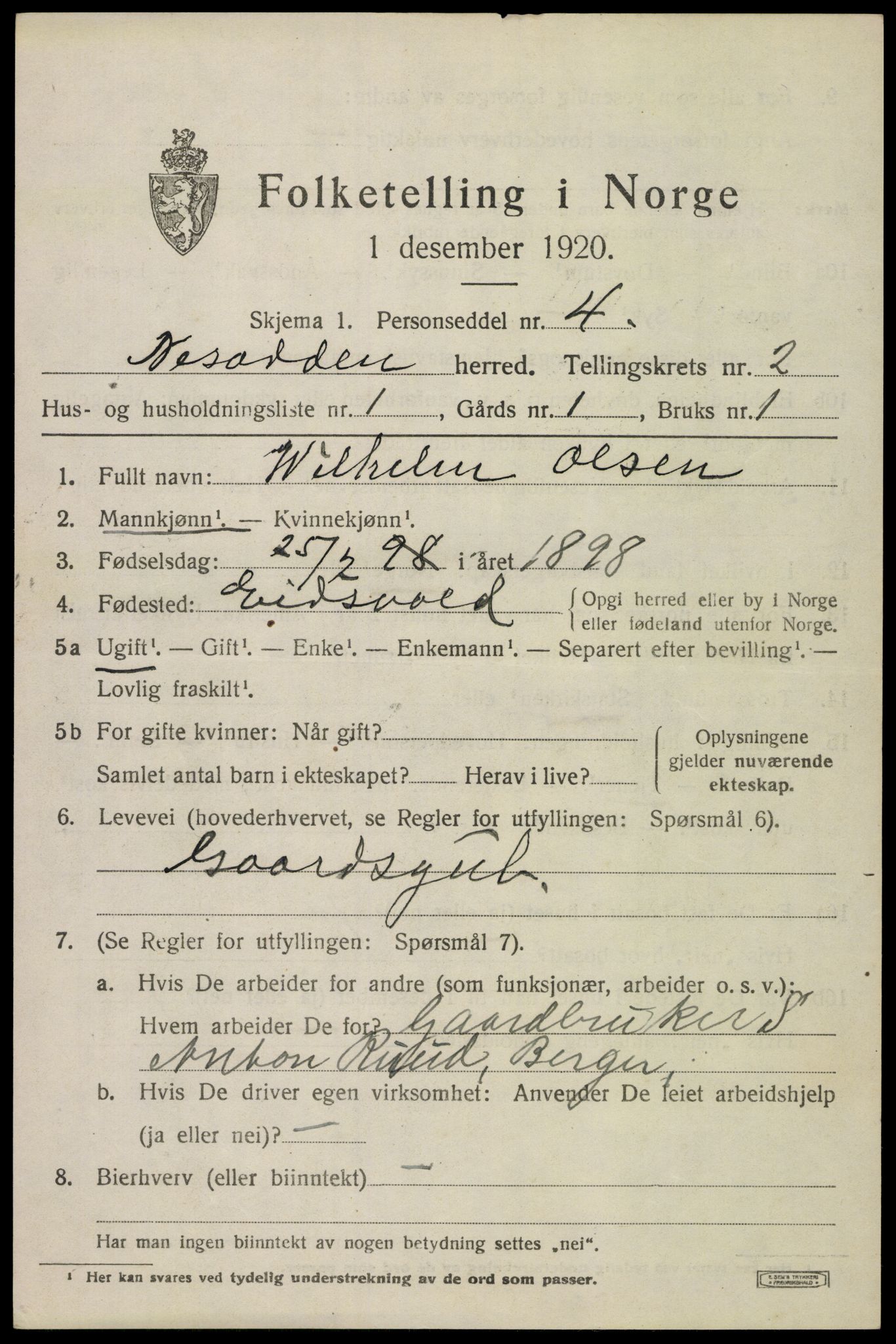 SAO, 1920 census for Nesodden, 1920, p. 2397