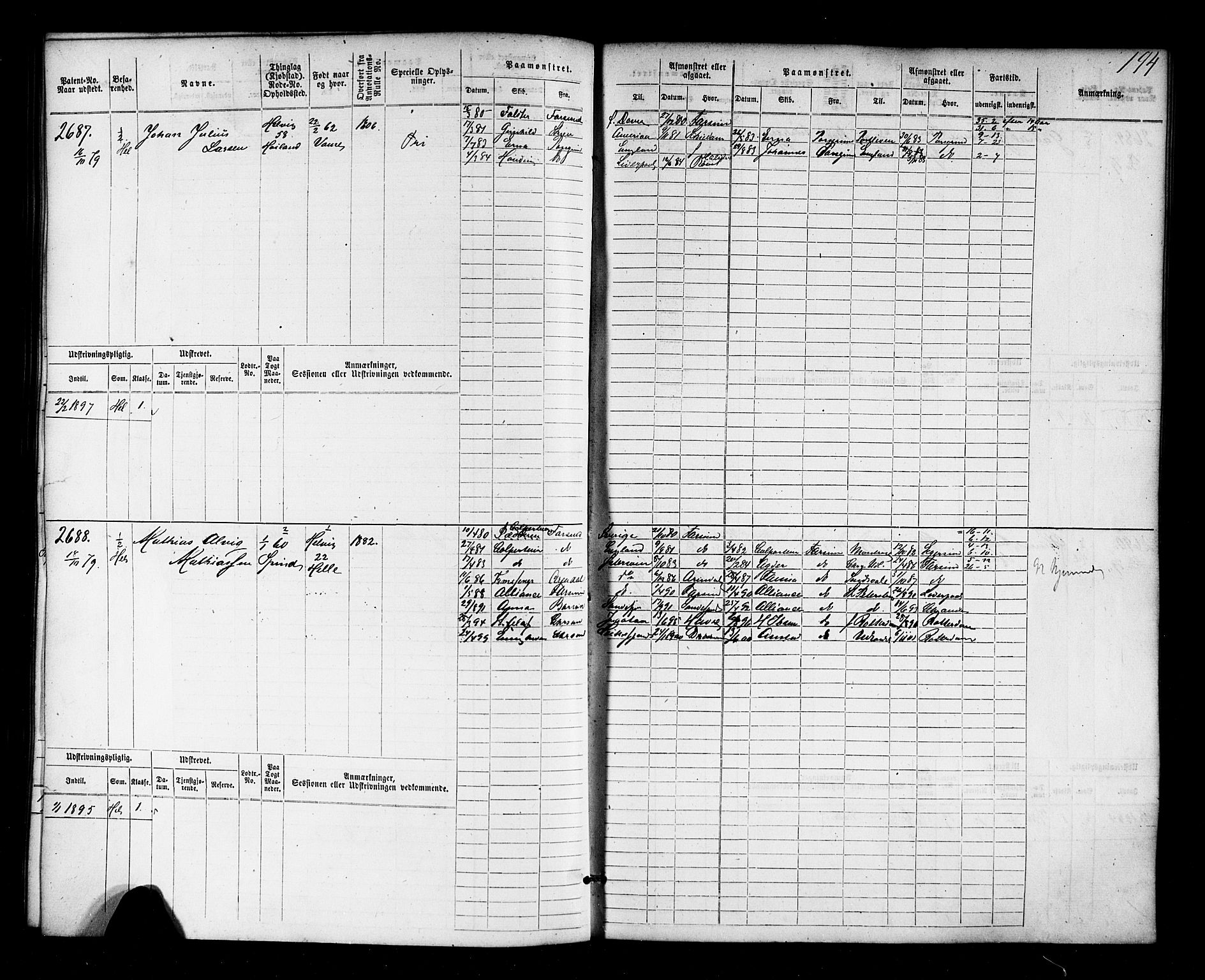 Farsund mønstringskrets, AV/SAK-2031-0017/F/Fb/L0018: Hovedrulle nr 2301-3066, Z-10, 1875-1914, p. 199