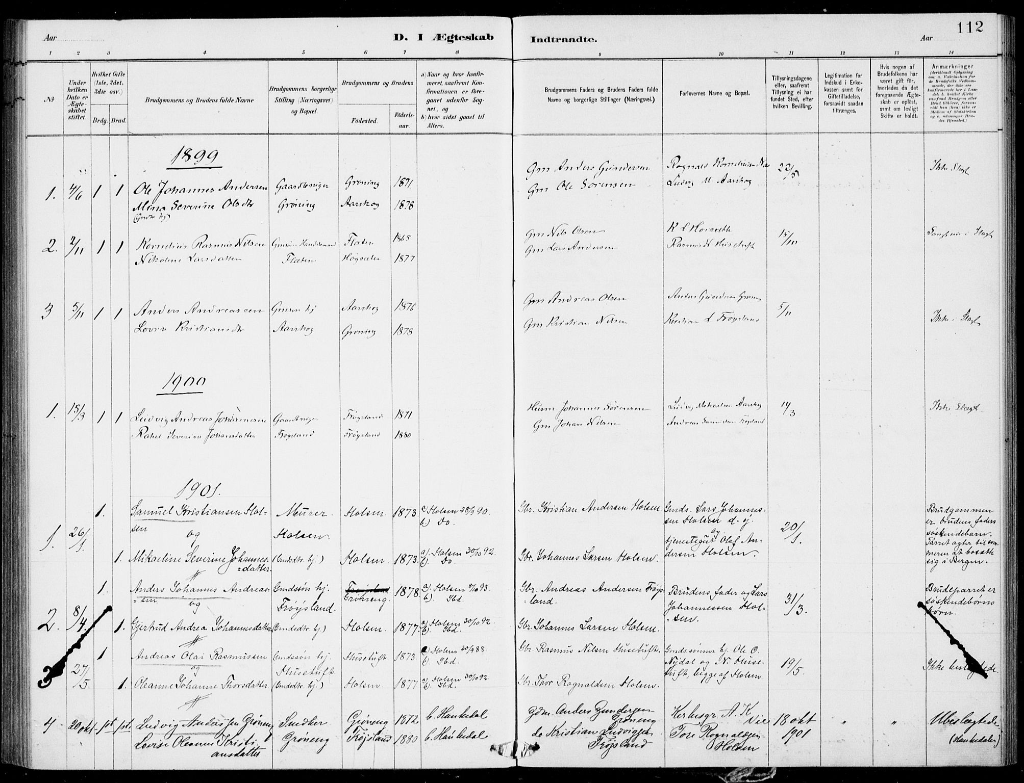 Førde sokneprestembete, SAB/A-79901/H/Haa/Haac/L0001: Parish register (official) no. C  1, 1881-1920, p. 112