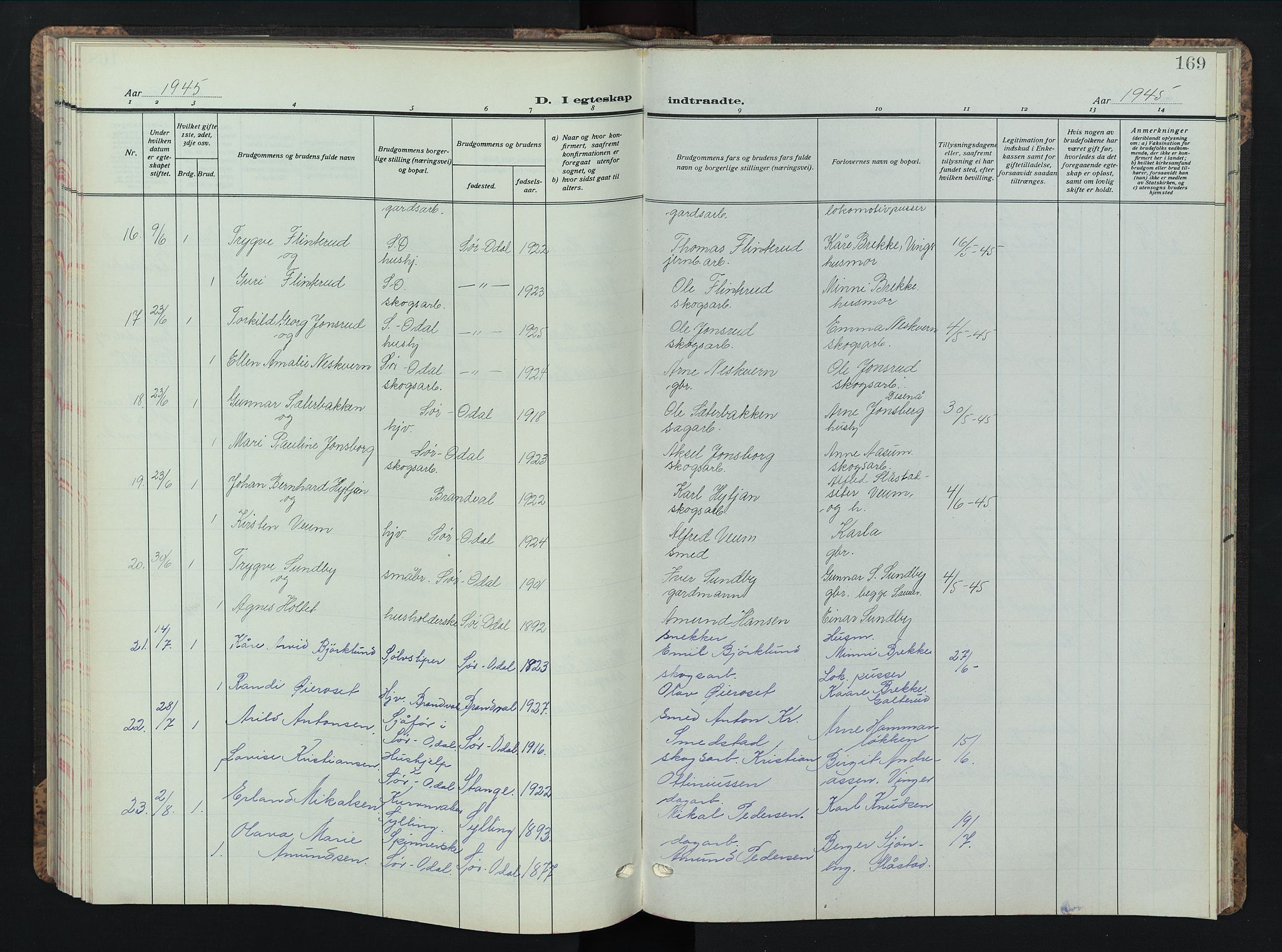 Sør-Odal prestekontor, AV/SAH-PREST-030/H/Ha/Hab/L0013: Parish register (copy) no. 13, 1933-1951, p. 169