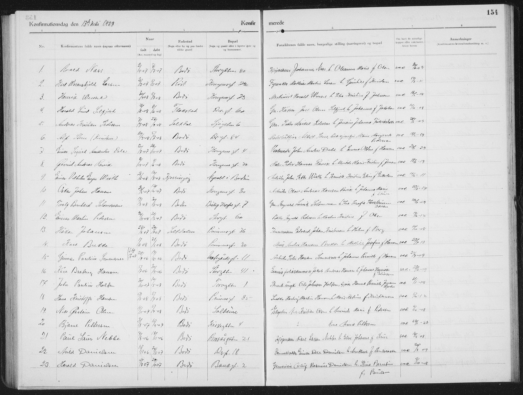 Ministerialprotokoller, klokkerbøker og fødselsregistre - Nordland, SAT/A-1459/801/L0037: Parish register (copy) no. 801C12, 1921-1937, p. 154