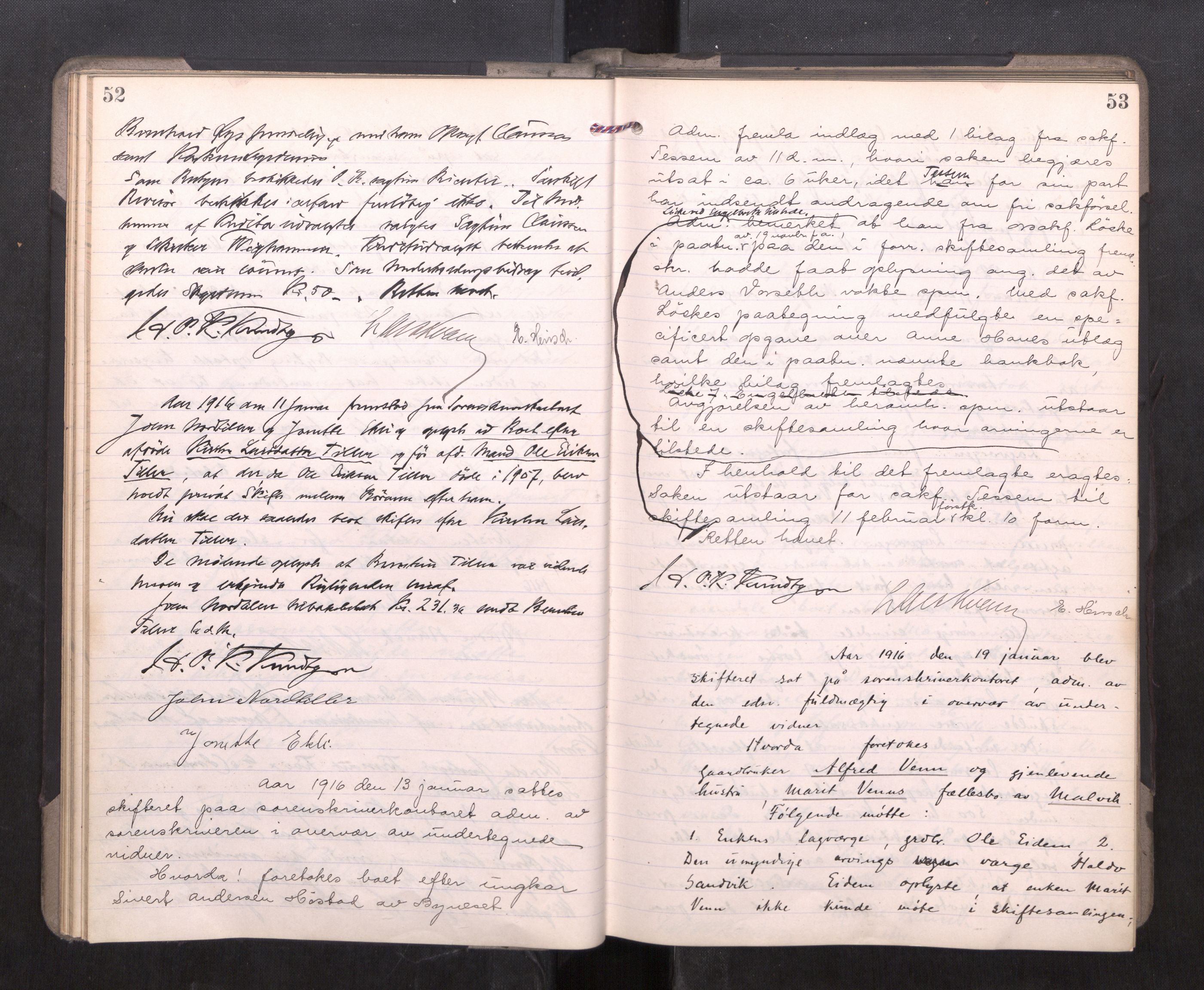 Strinda og Selbu sorenskriveri, AV/SAT-A-0015/3/3B/L0012: Skifteforhandlingsprot. 12, 1915-1919, p. 52-53