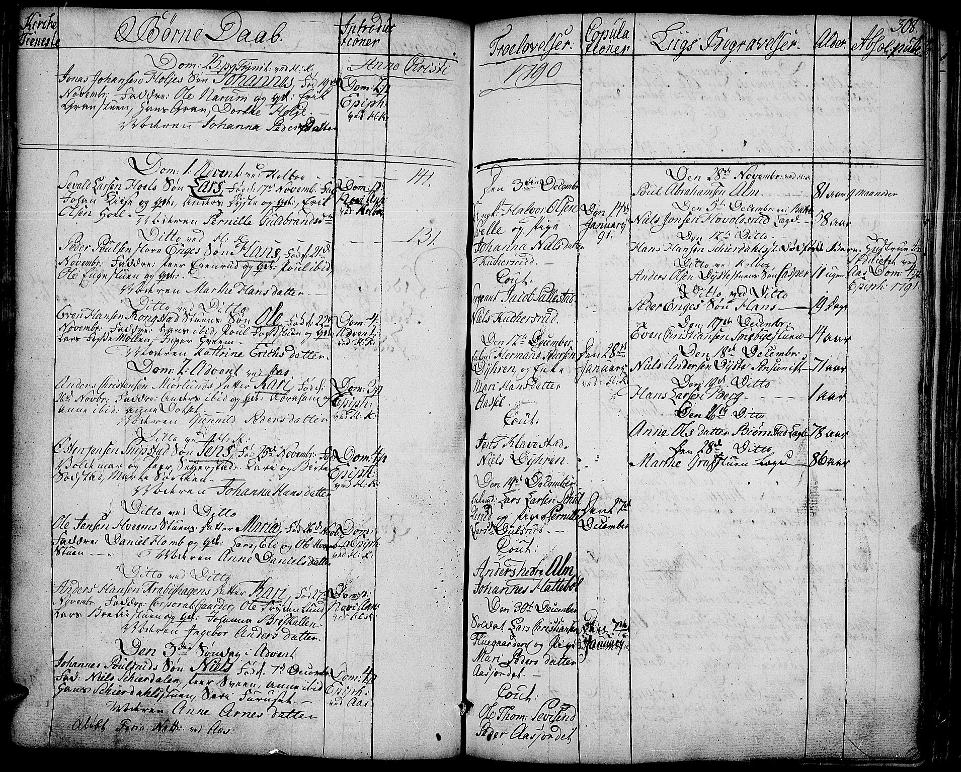 Toten prestekontor, SAH/PREST-102/H/Ha/Haa/L0006: Parish register (official) no. 6, 1773-1793, p. 308