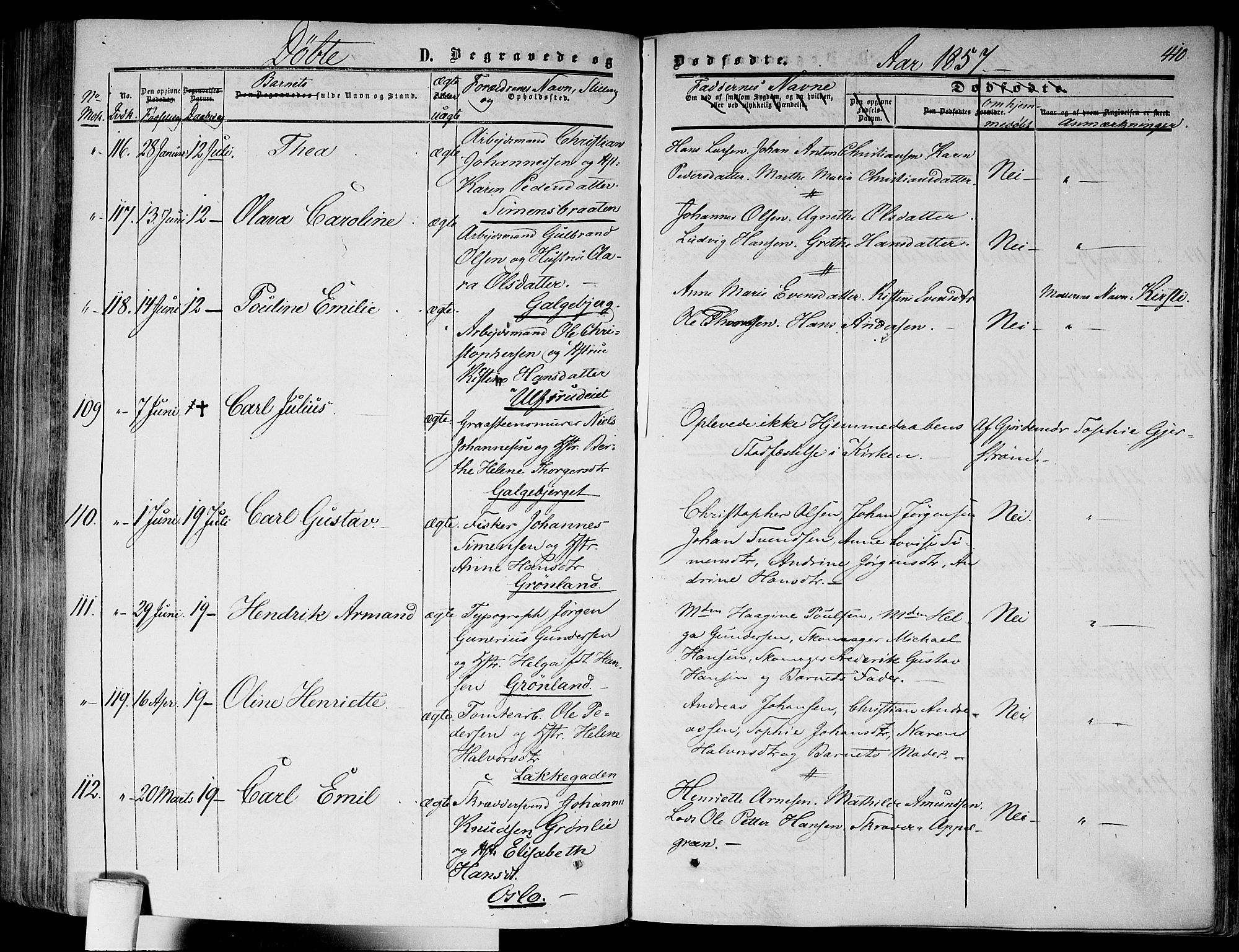 Gamlebyen prestekontor Kirkebøker, SAO/A-10884/F/Fa/L0004: Parish register (official) no. 4, 1850-1857, p. 410