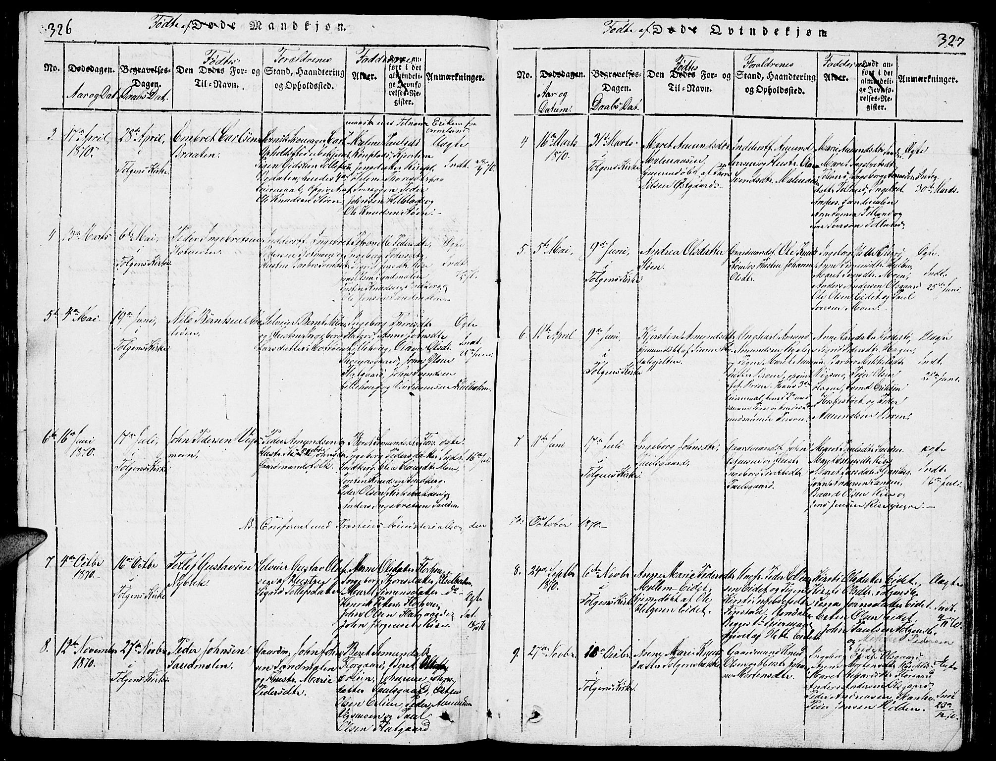 Tolga prestekontor, SAH/PREST-062/L/L0001: Parish register (copy) no. 1, 1814-1877, p. 326-327