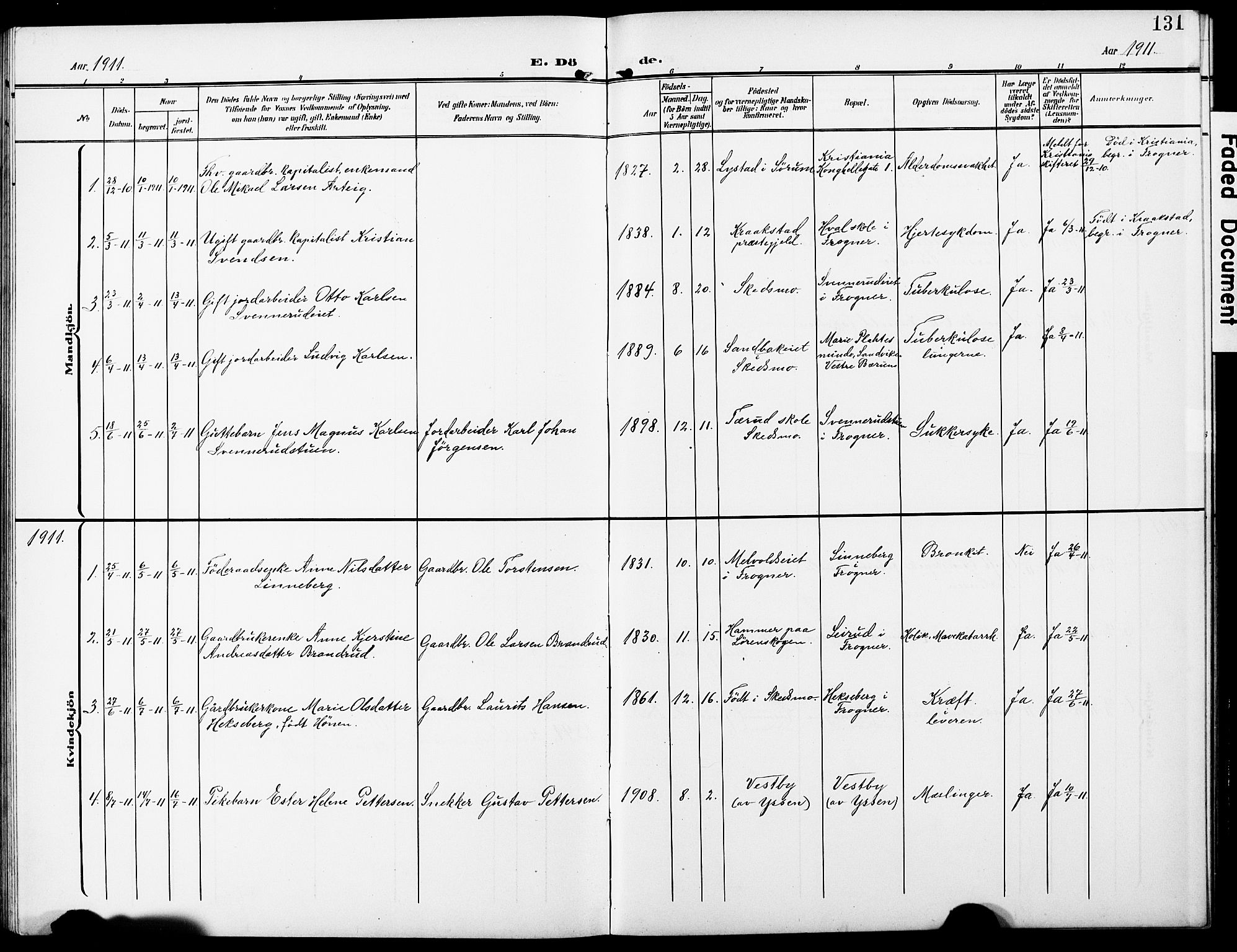 Sørum prestekontor Kirkebøker, AV/SAO-A-10303/G/Gb/L0001: Parish register (copy) no. II 1, 1907-1929, p. 131