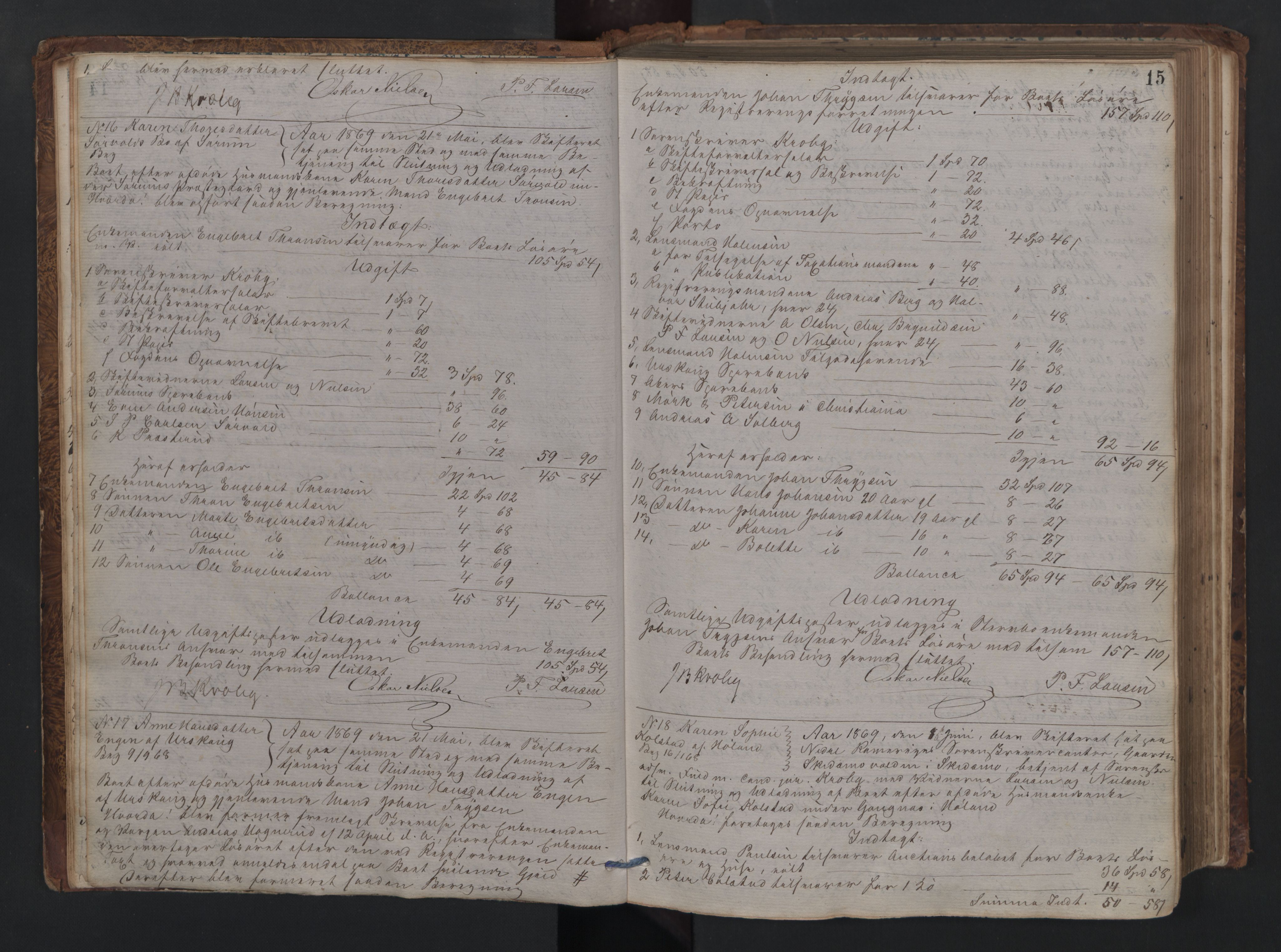Nedre Romerike sorenskriveri, AV/SAO-A-10469/H/He/Hec/L0006: Skifteutlodningsprotokoll, 1869-1877, p. 14b-15a
