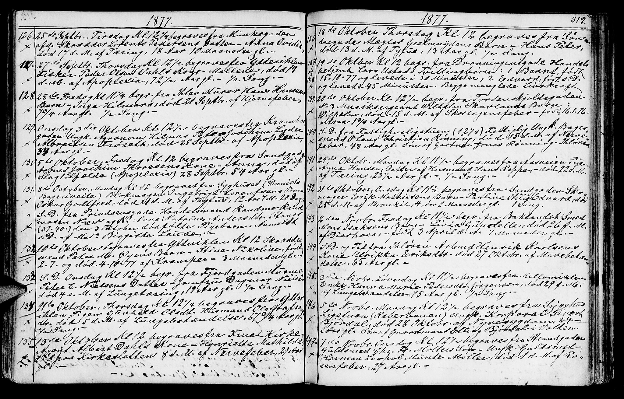 Ministerialprotokoller, klokkerbøker og fødselsregistre - Sør-Trøndelag, SAT/A-1456/602/L0142: Parish register (copy) no. 602C10, 1872-1894, p. 319