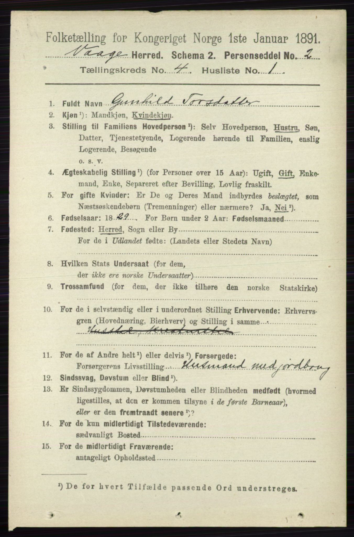 RA, 1891 census for 0515 Vågå, 1891, p. 2754