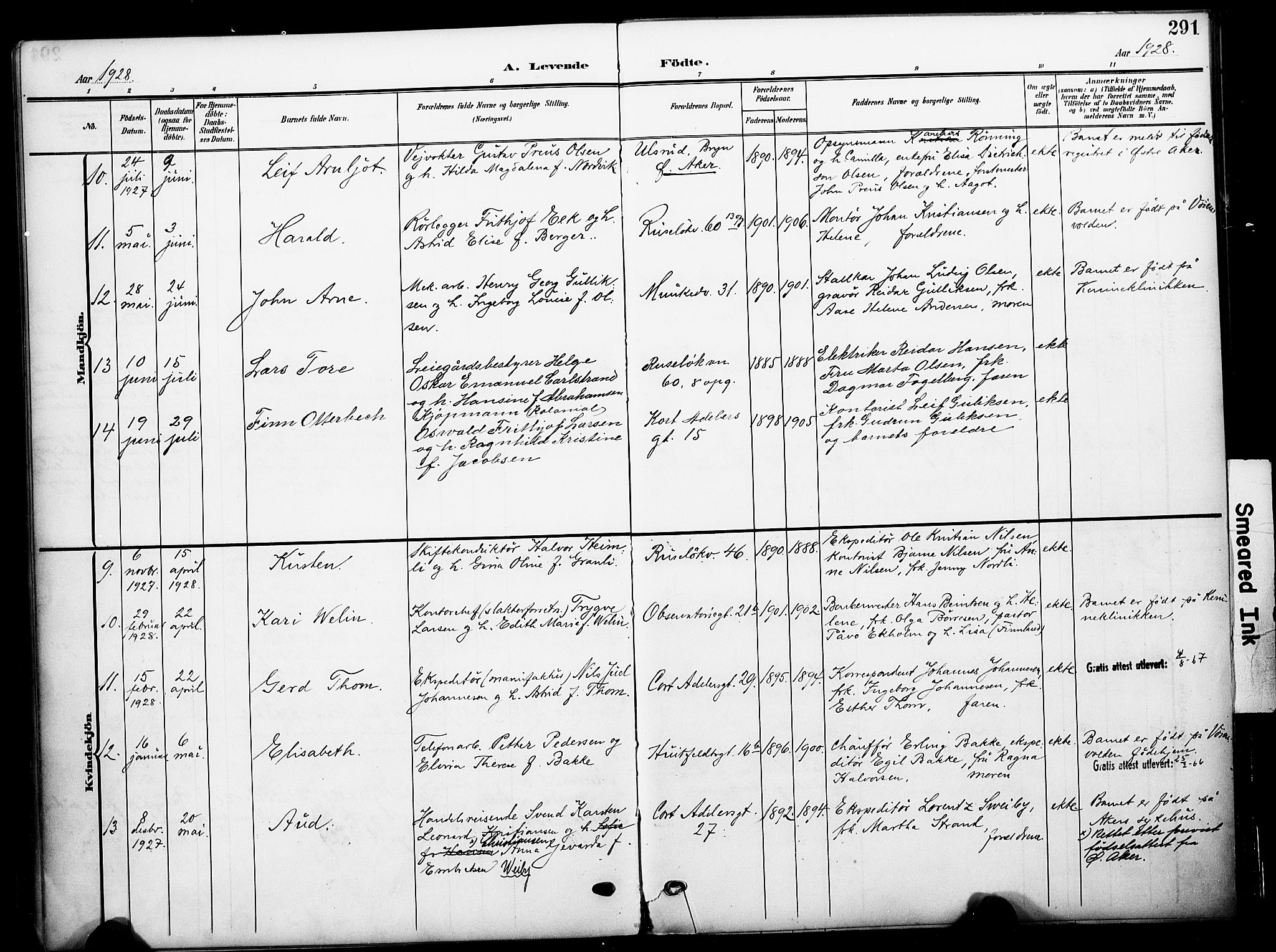 Johannes prestekontor Kirkebøker, AV/SAO-A-10852/F/Fa/L0009: Parish register (official) no. 9, 1905-1929, p. 291