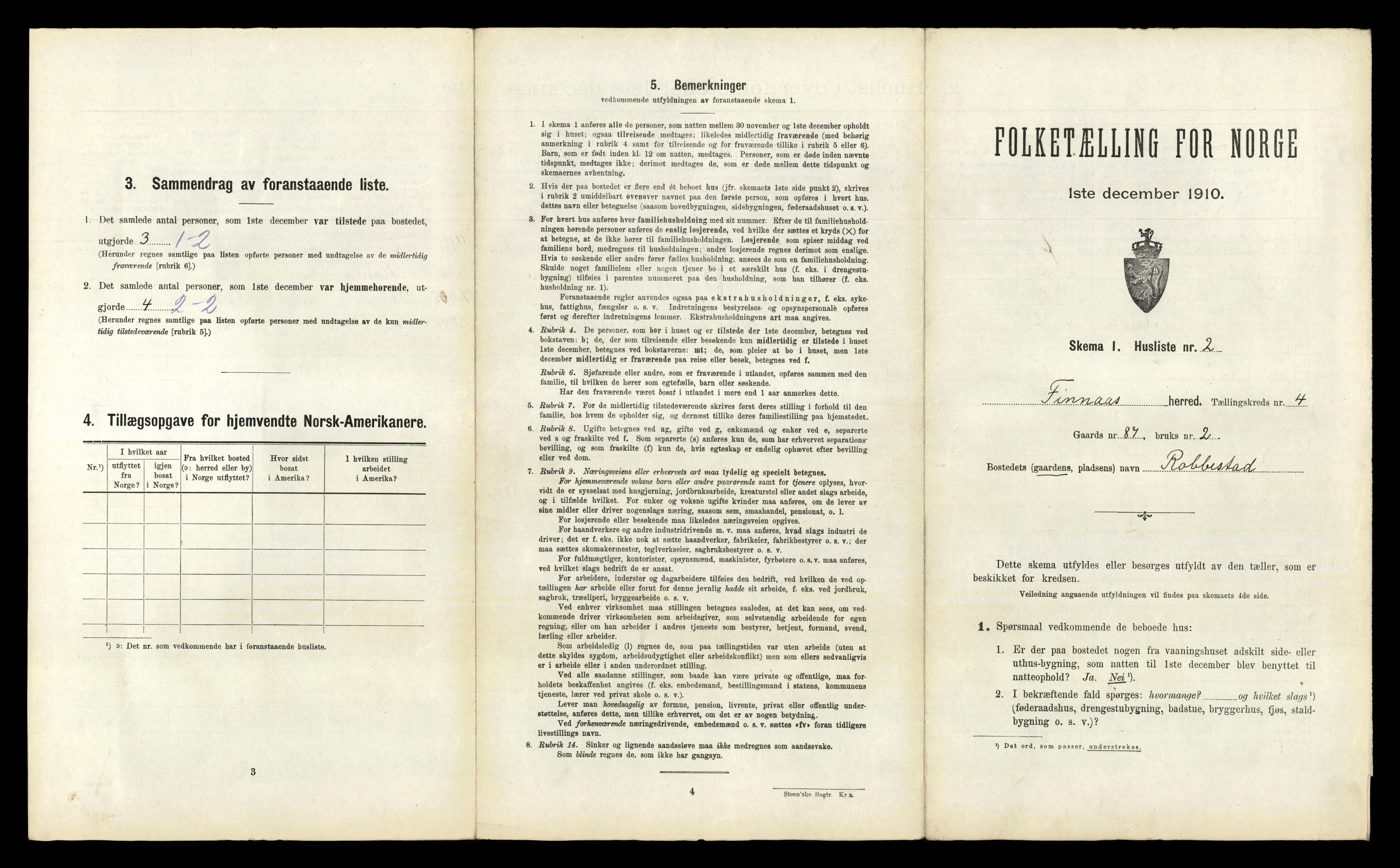 RA, 1910 census for Finnås, 1910, p. 312