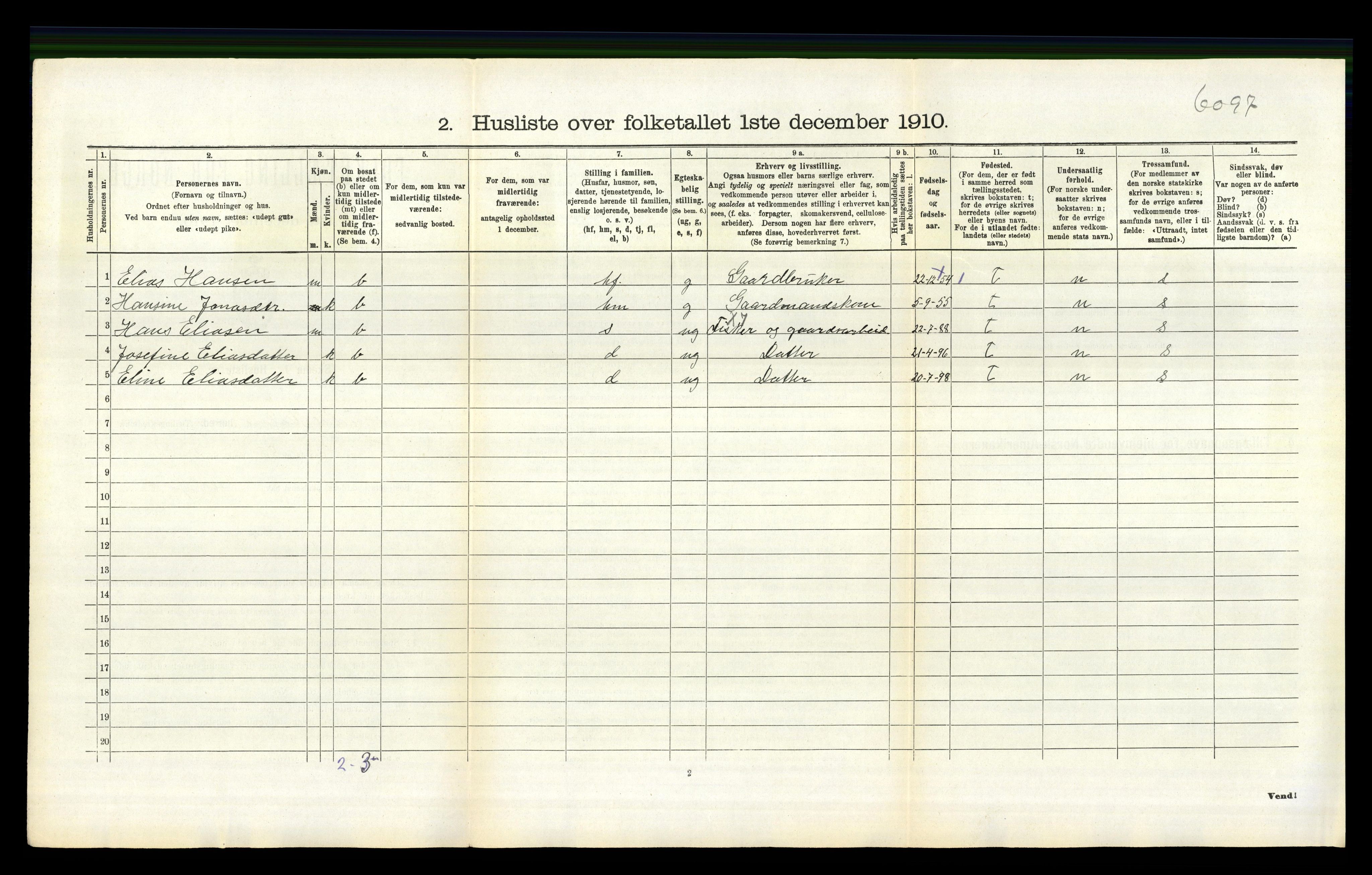 RA, 1910 census for Sokndal, 1910, p. 741