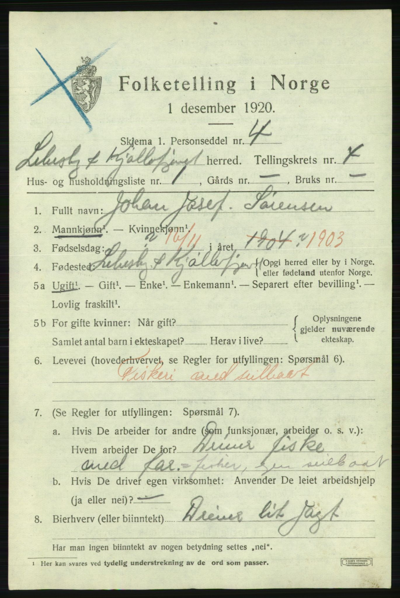 SATØ, 1920 census for Lebesby, 1920, p. 1635