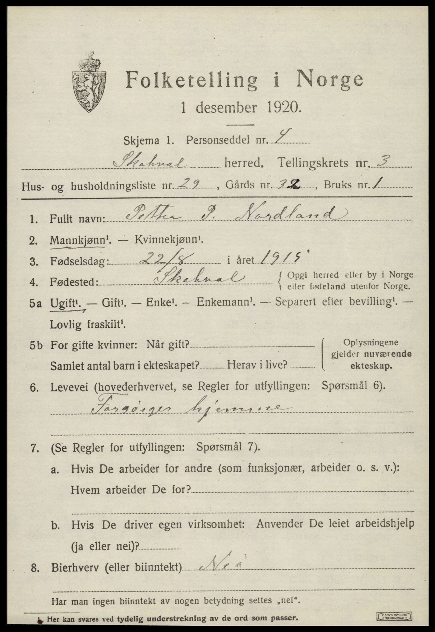 SAT, 1920 census for Skatval, 1920, p. 1755