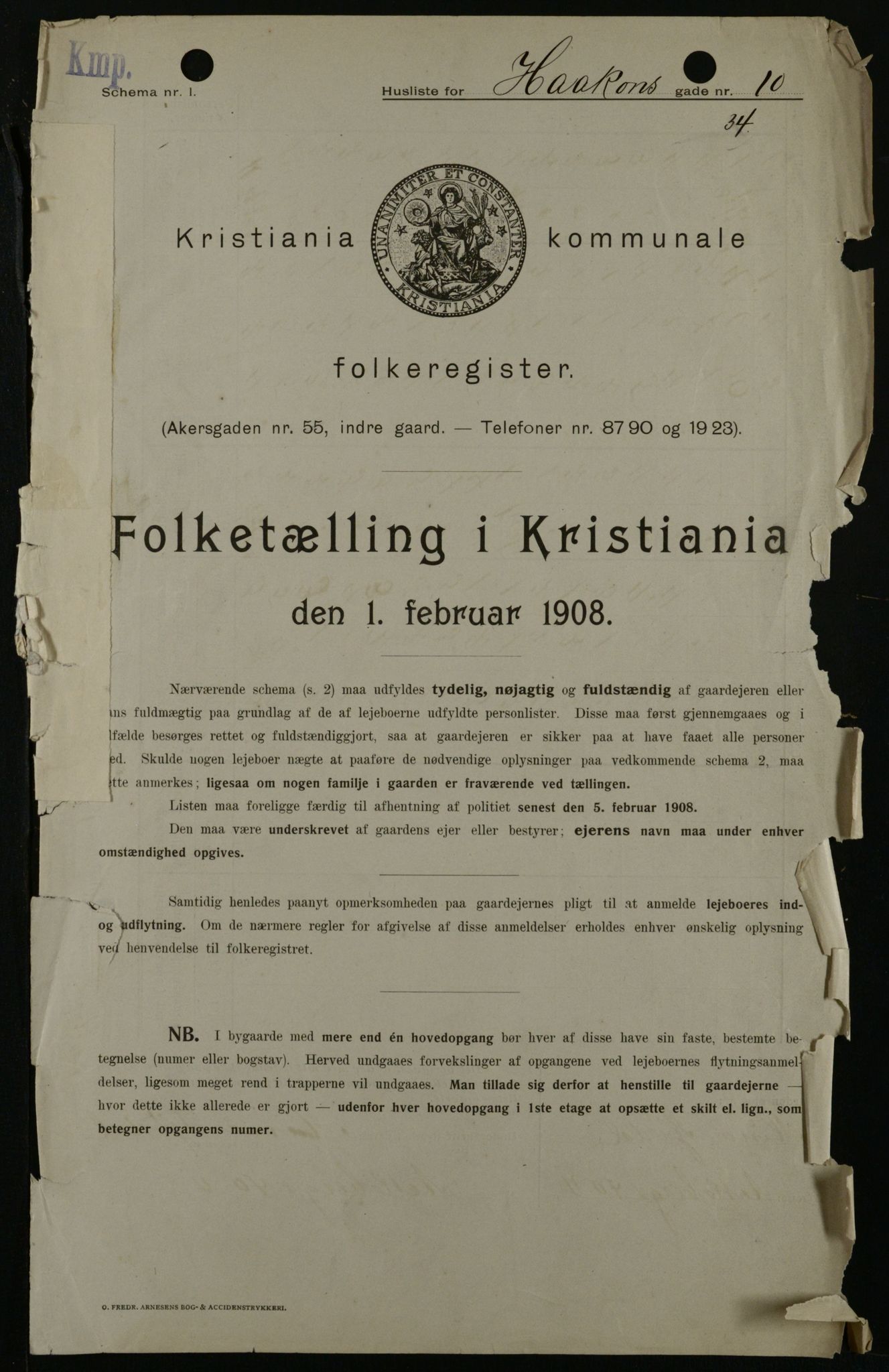 OBA, Municipal Census 1908 for Kristiania, 1908, p. 38406