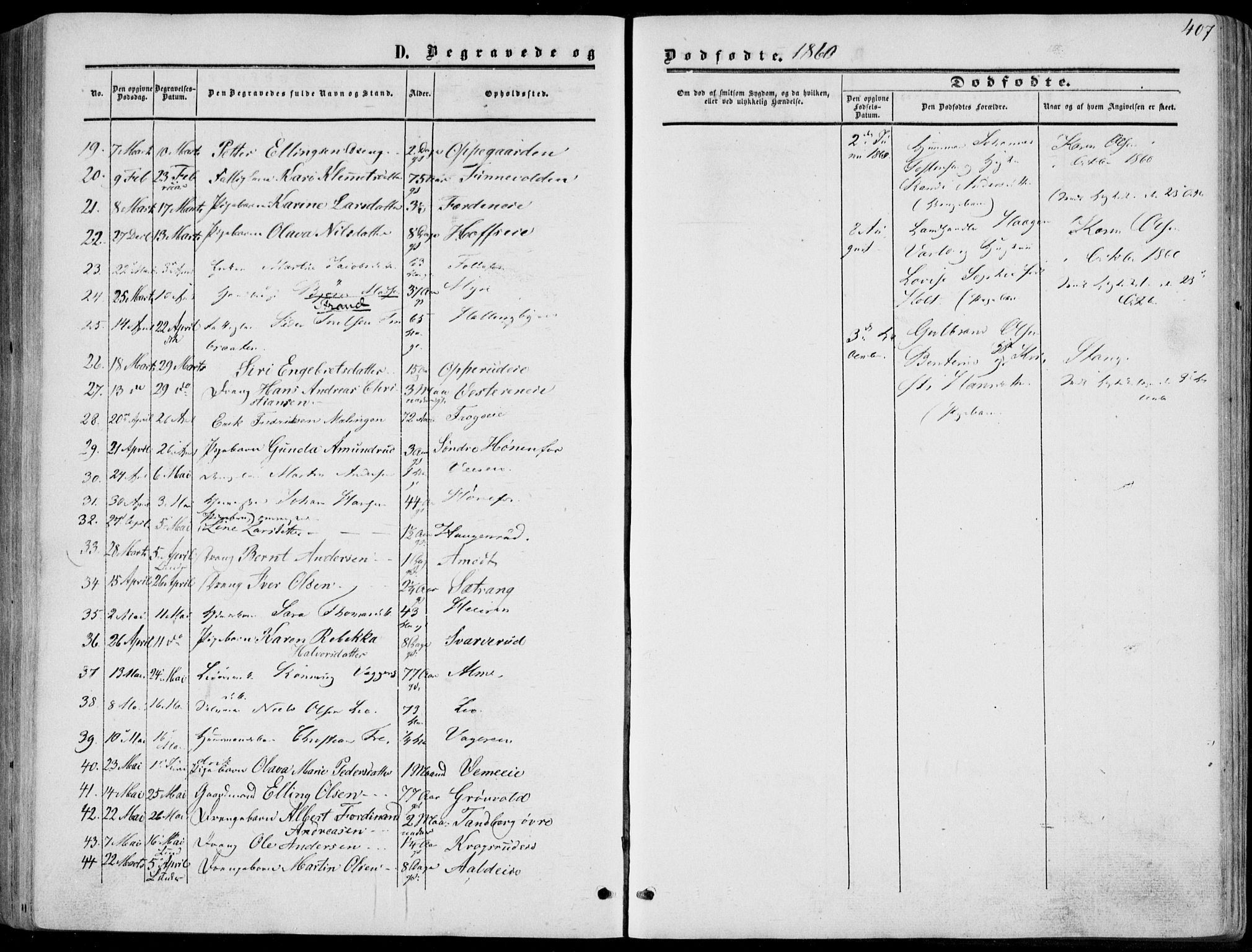 Norderhov kirkebøker, AV/SAKO-A-237/F/Fa/L0012: Parish register (official) no. 12, 1856-1865, p. 407