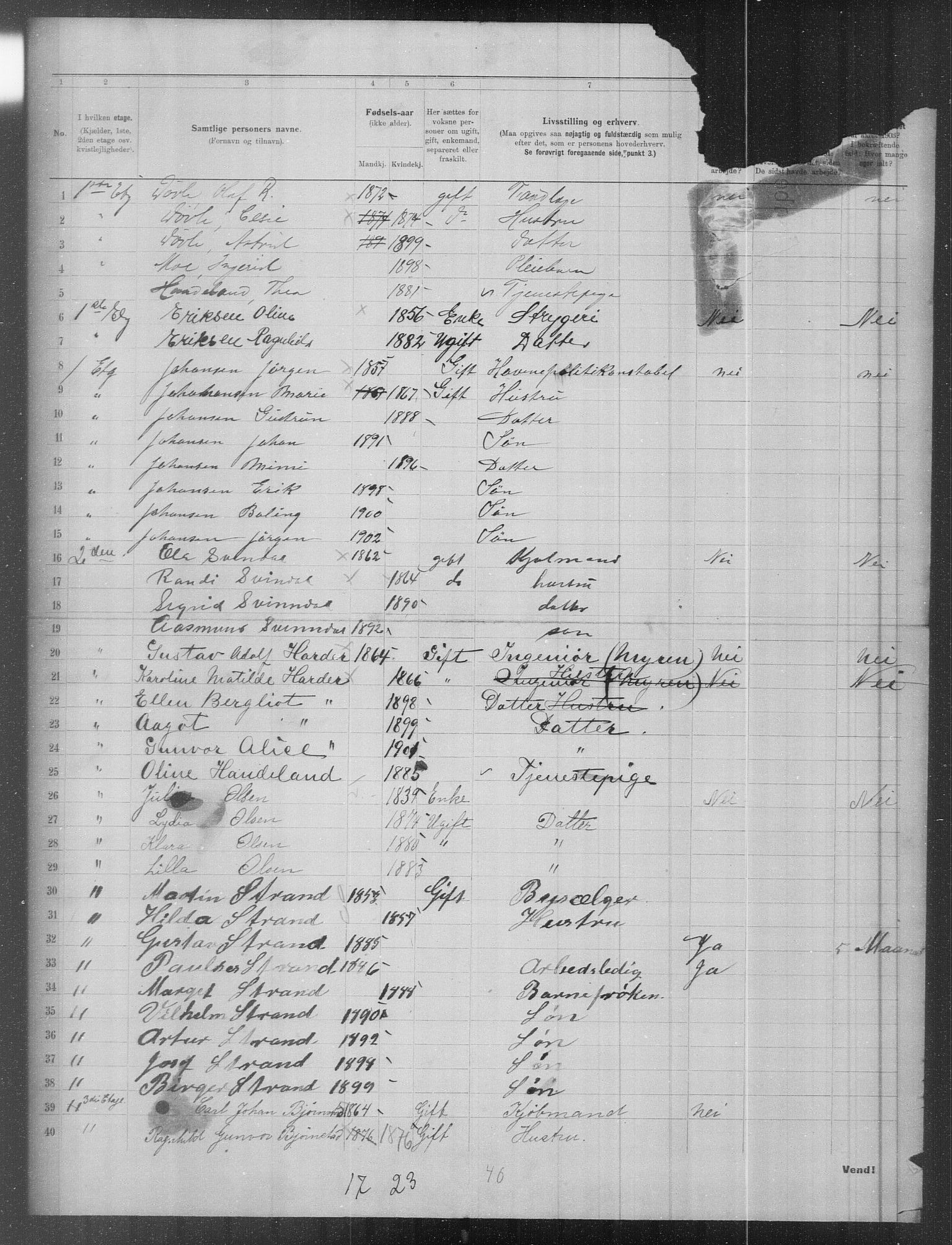 OBA, Municipal Census 1903 for Kristiania, 1903, p. 5976