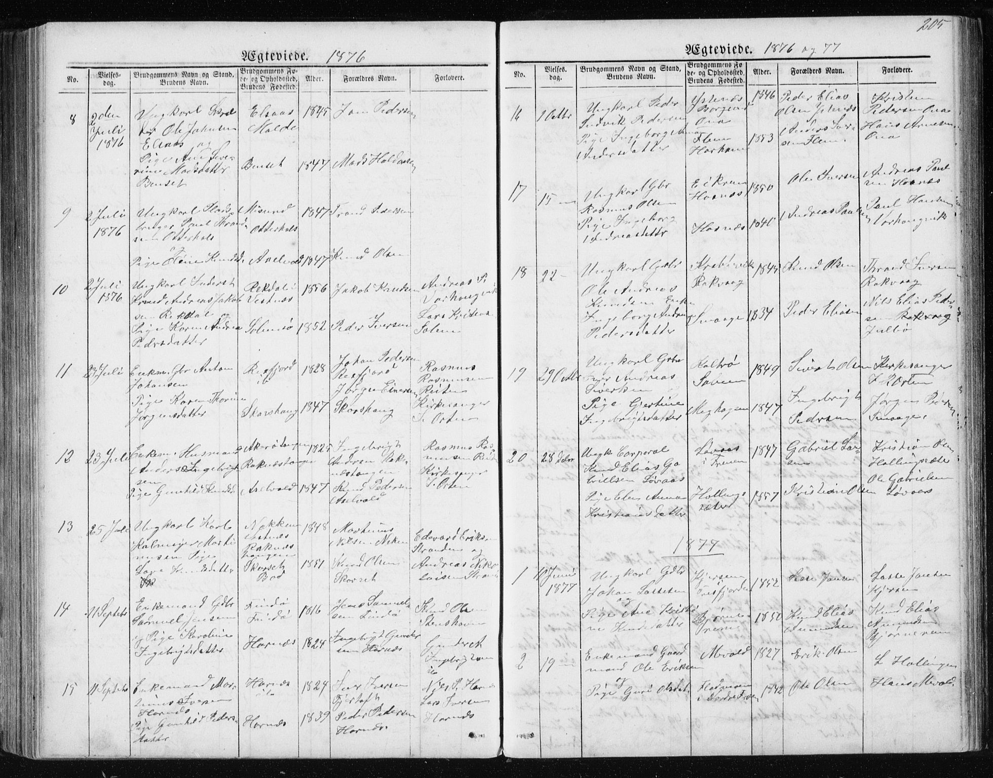 Ministerialprotokoller, klokkerbøker og fødselsregistre - Møre og Romsdal, SAT/A-1454/560/L0724: Parish register (copy) no. 560C01, 1867-1892, p. 205