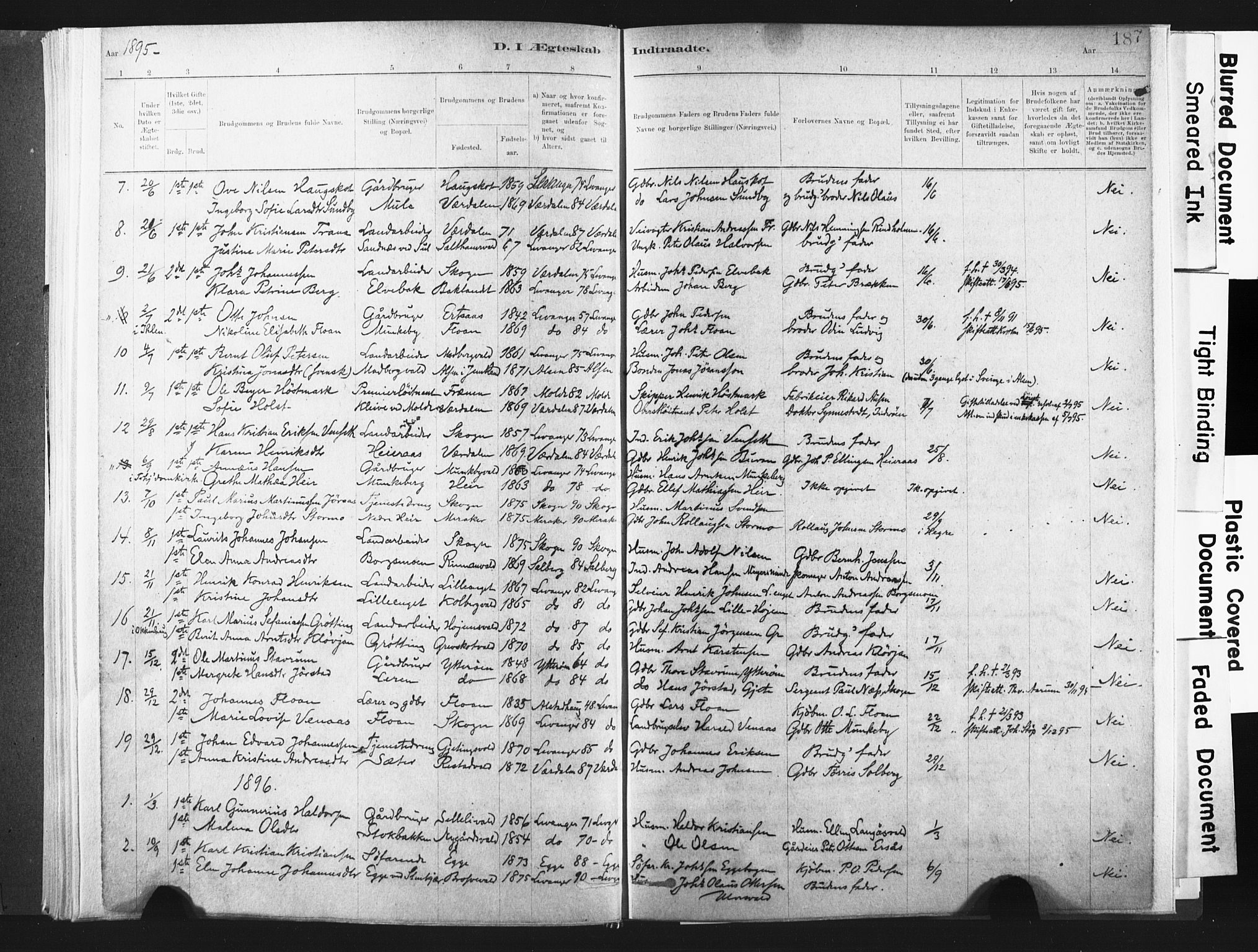 Ministerialprotokoller, klokkerbøker og fødselsregistre - Nord-Trøndelag, SAT/A-1458/721/L0207: Parish register (official) no. 721A02, 1880-1911, p. 187