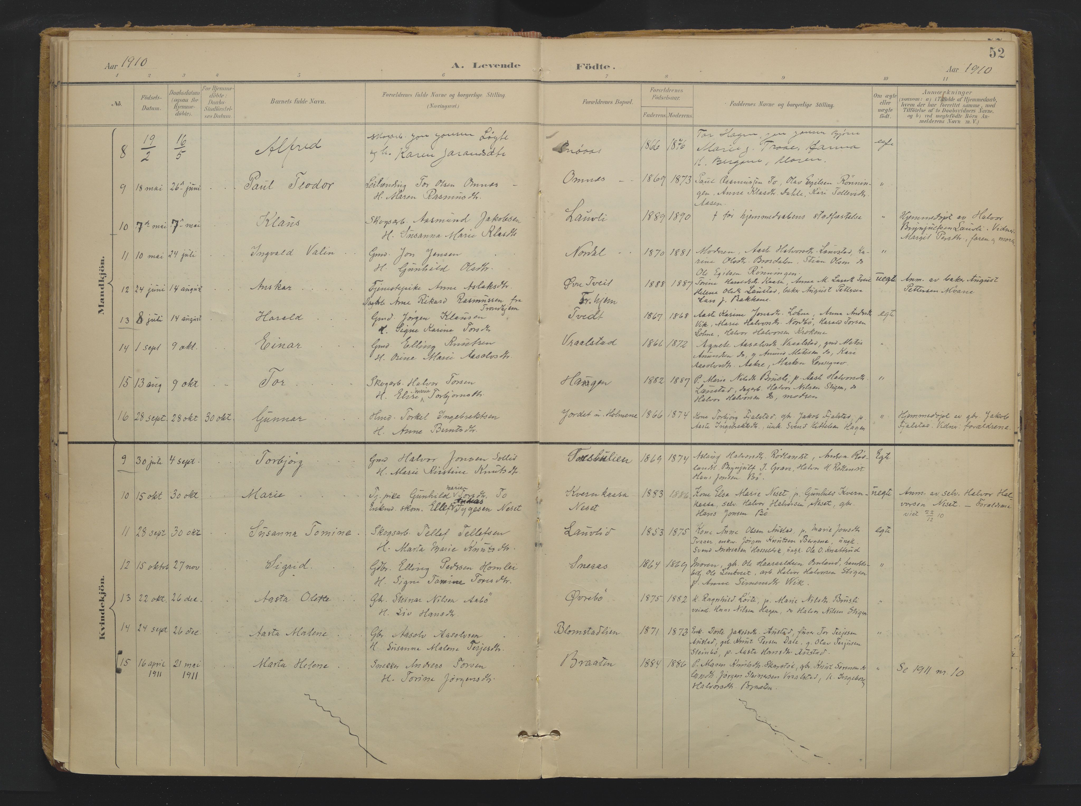 Drangedal kirkebøker, SAKO/A-258/F/Fa/L0013: Parish register (official) no. 13, 1895-1919, p. 52