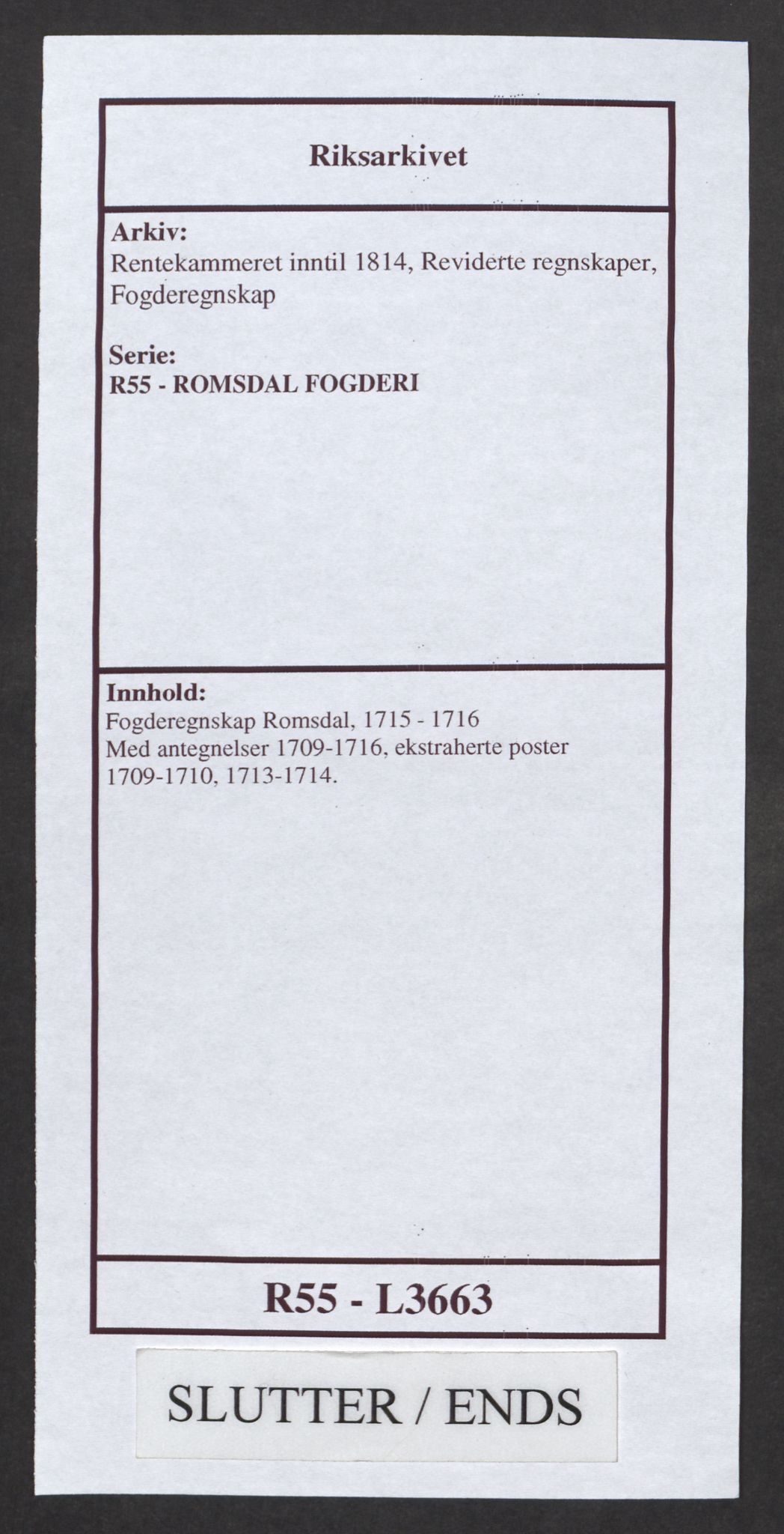 Rentekammeret inntil 1814, Reviderte regnskaper, Fogderegnskap, AV/RA-EA-4092/R55/L3663: Fogderegnskap Romsdal, 1715-1716, p. 599