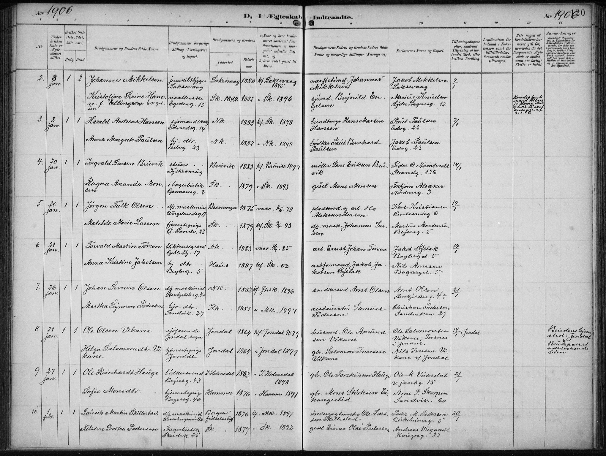 Sandviken Sokneprestembete, AV/SAB-A-77601/H/Ha/L0014: Parish register (official) no. D 1, 1896-1911, p. 120