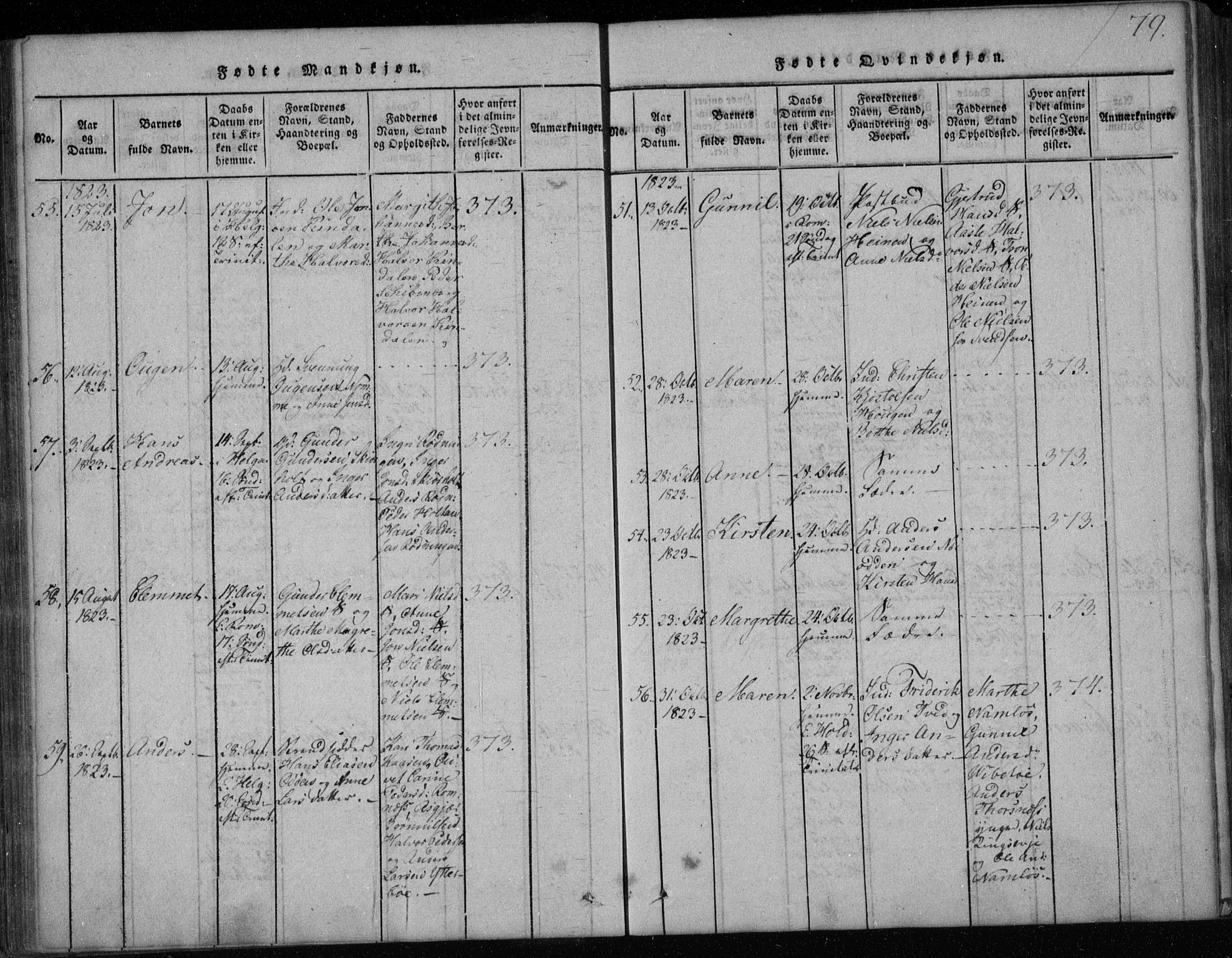 Holla kirkebøker, SAKO/A-272/F/Fa/L0003: Parish register (official) no. 3, 1815-1830, p. 79