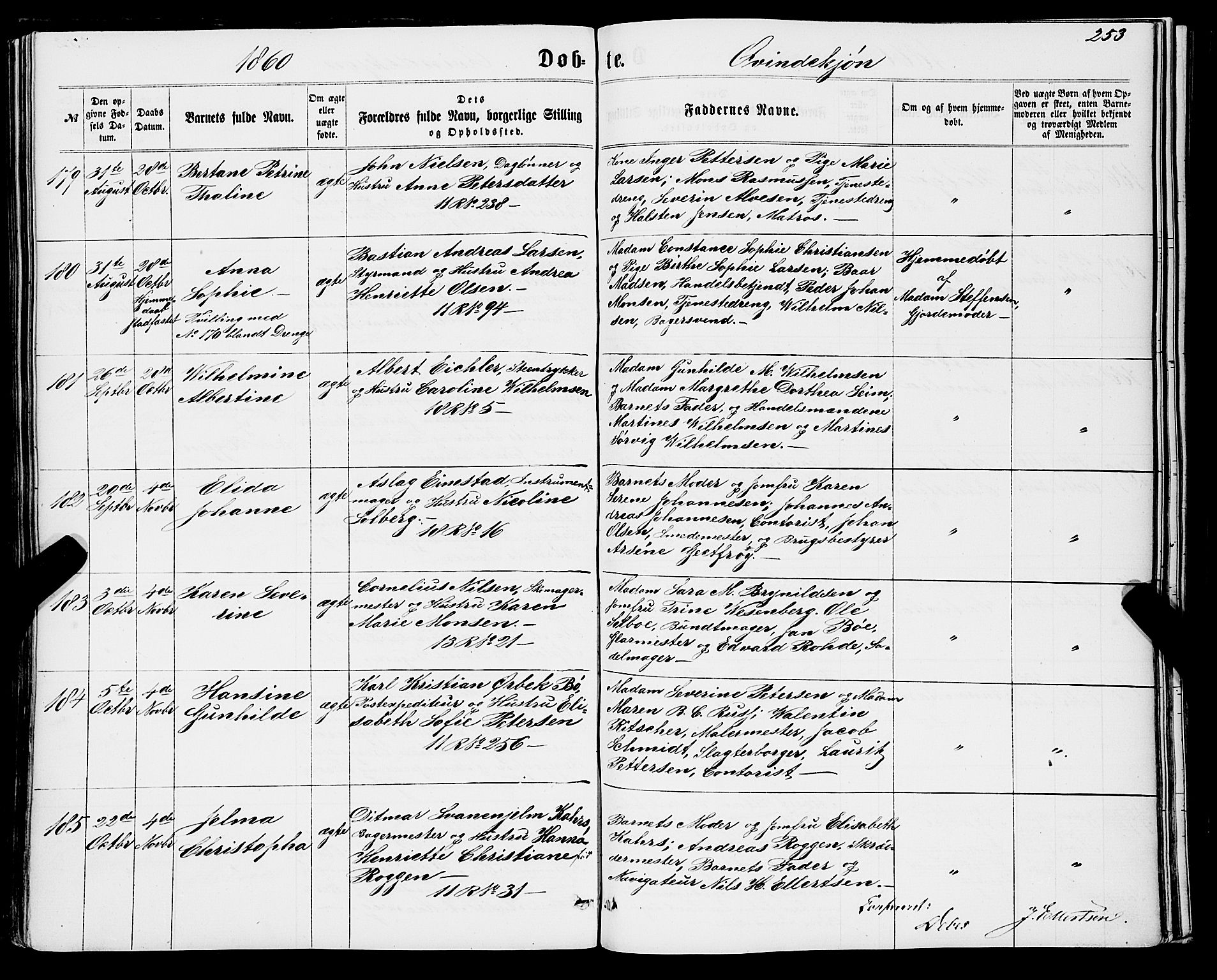 Domkirken sokneprestembete, AV/SAB-A-74801/H/Haa/L0021: Parish register (official) no. B 4, 1859-1871, p. 253