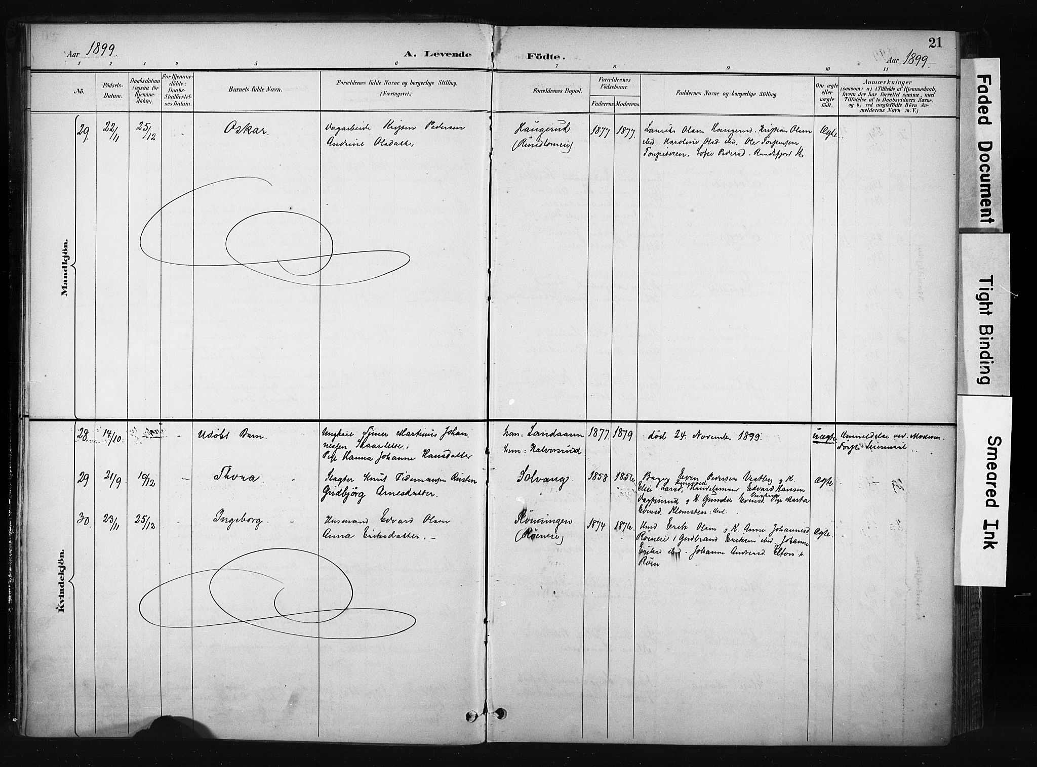 Søndre Land prestekontor, SAH/PREST-122/K/L0004: Parish register (official) no. 4, 1895-1904, p. 21